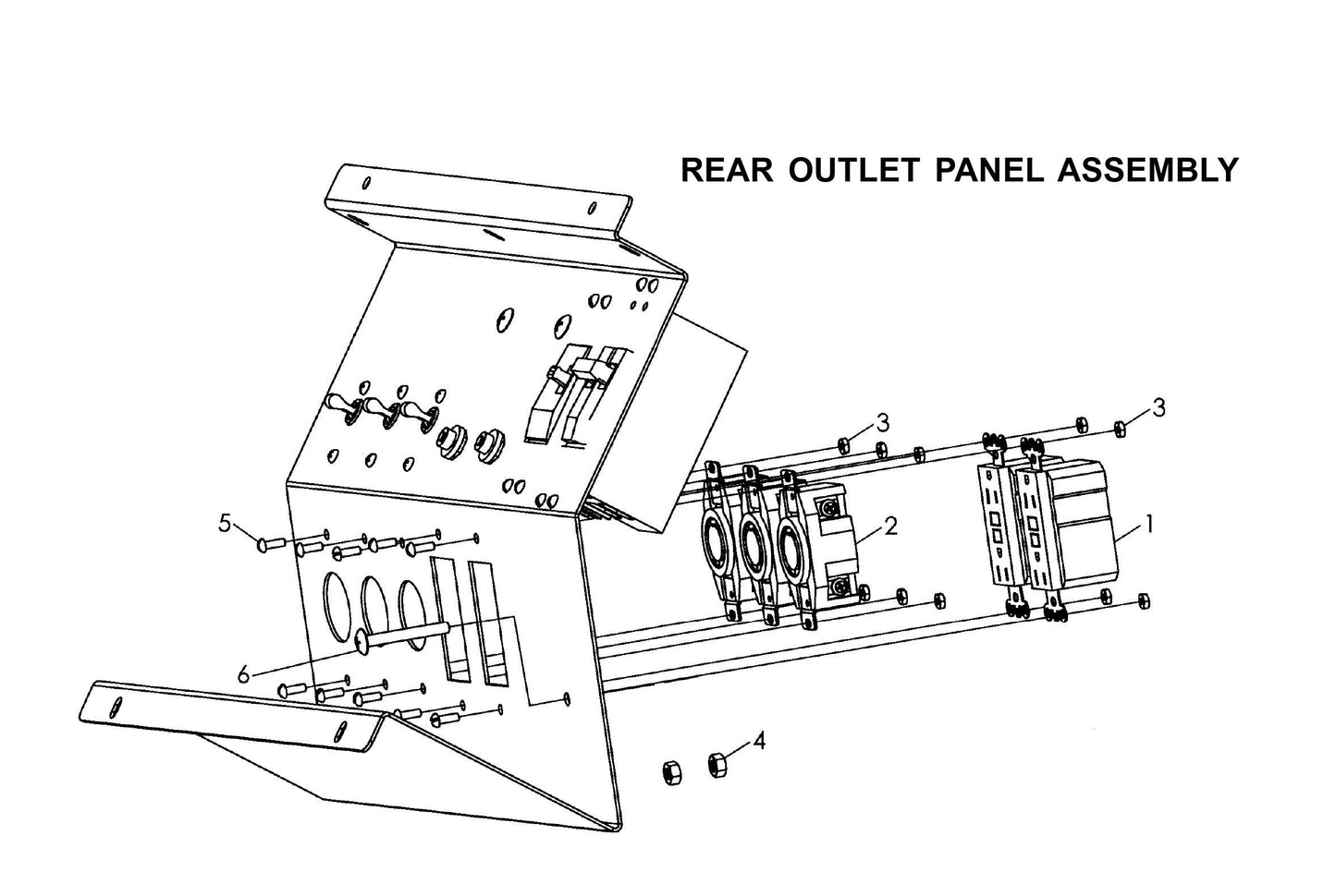 V-Series Maxi-Lite 15-20KW-Rear Outlet Panel Assembly (Fig 2) Parts By Allmand
