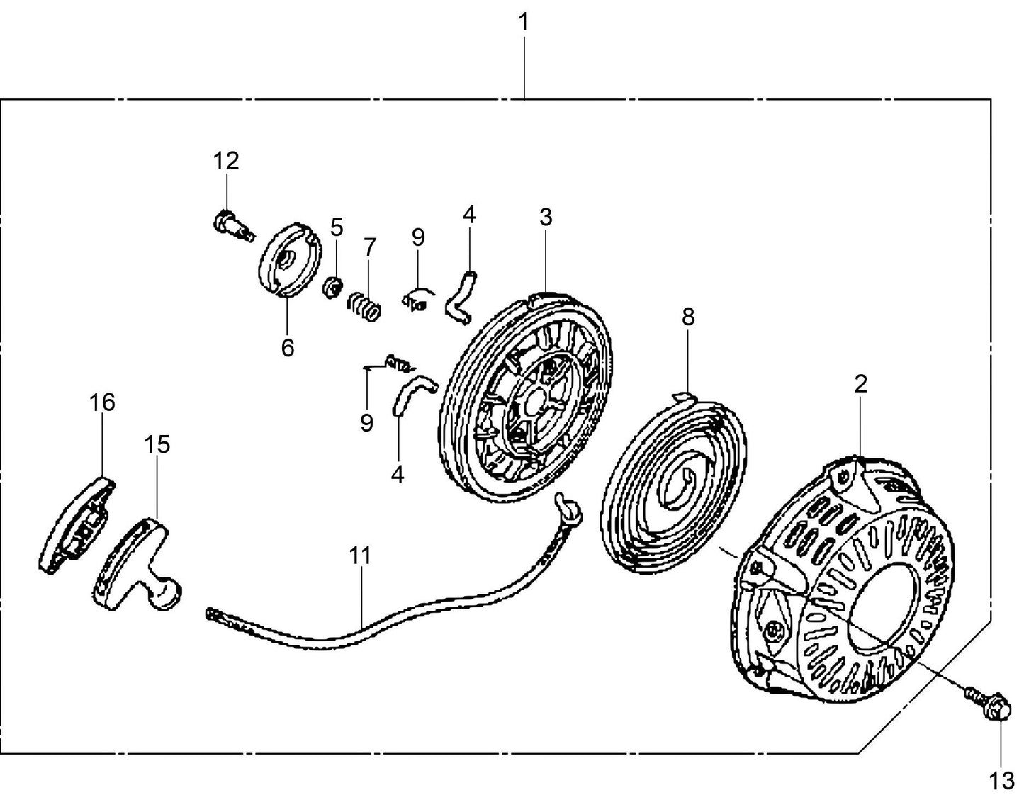 MVB85H Honda GX120UT2SM12 Engine Recoil Starter Assembly Parts