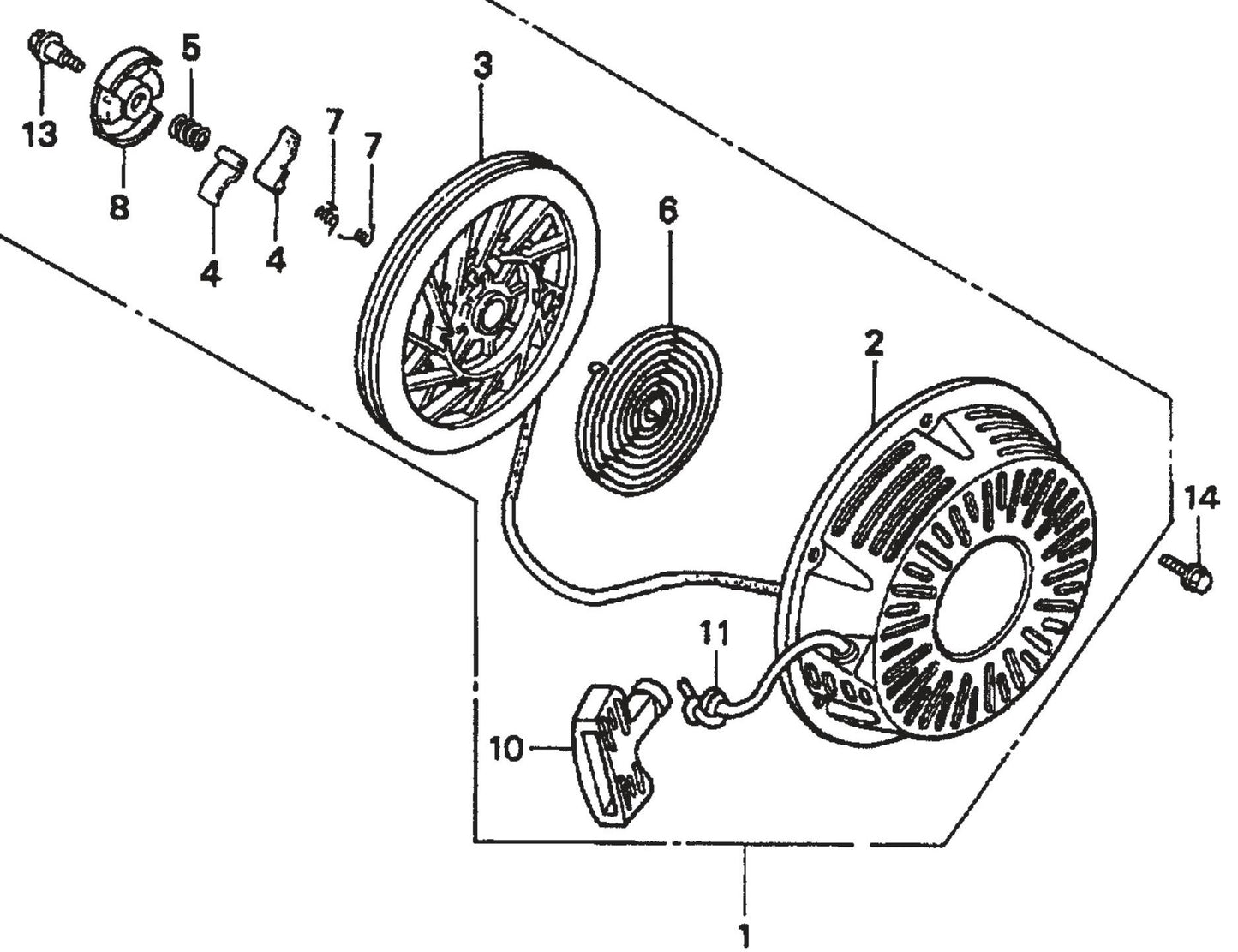 Honda GX390K1QWT2 Engine Recoil Starter Assembly Parts For SP2 Street Pro Series By Multiquip