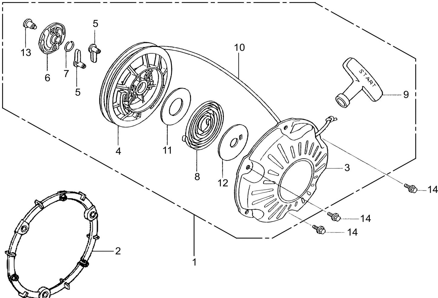 MTX80HDR Honda GX120RTKRBF Engine Recoil Starter Assembly Parts