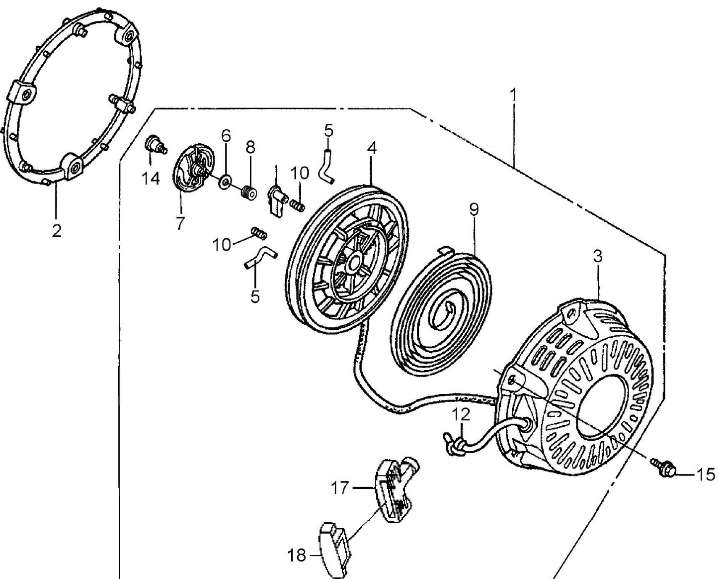 SP1G HONDA GX200UT2QXC9 Recoil Starter Assembly Parts