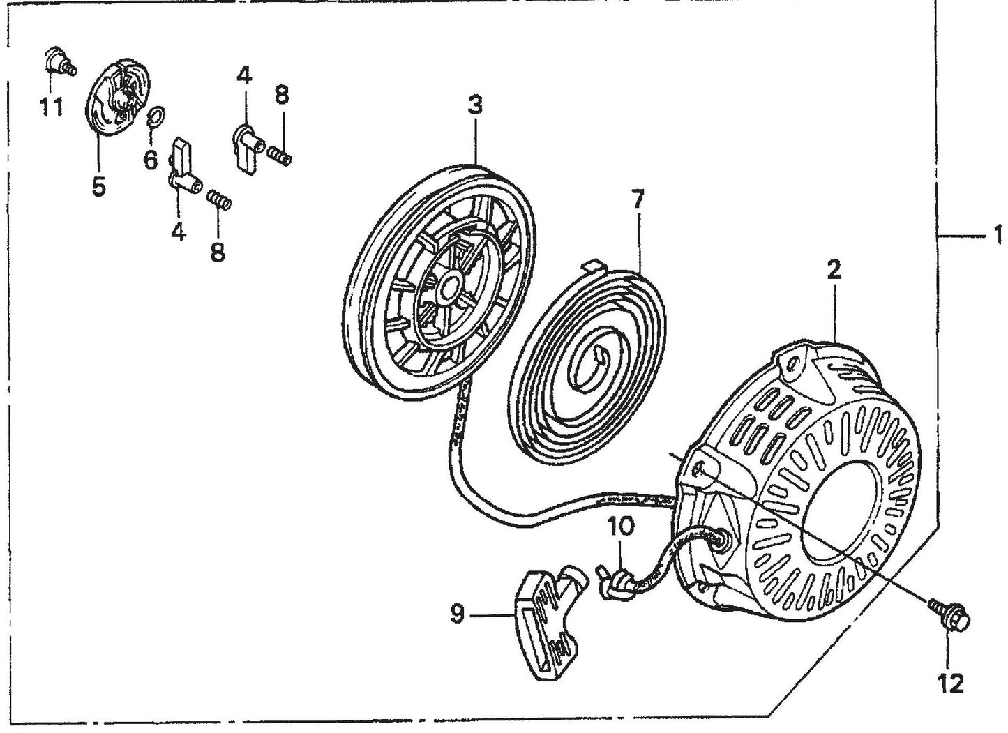MVC70H/HW Honda GX160K1QMX2 Engine Recoil Starter Assembly Parts