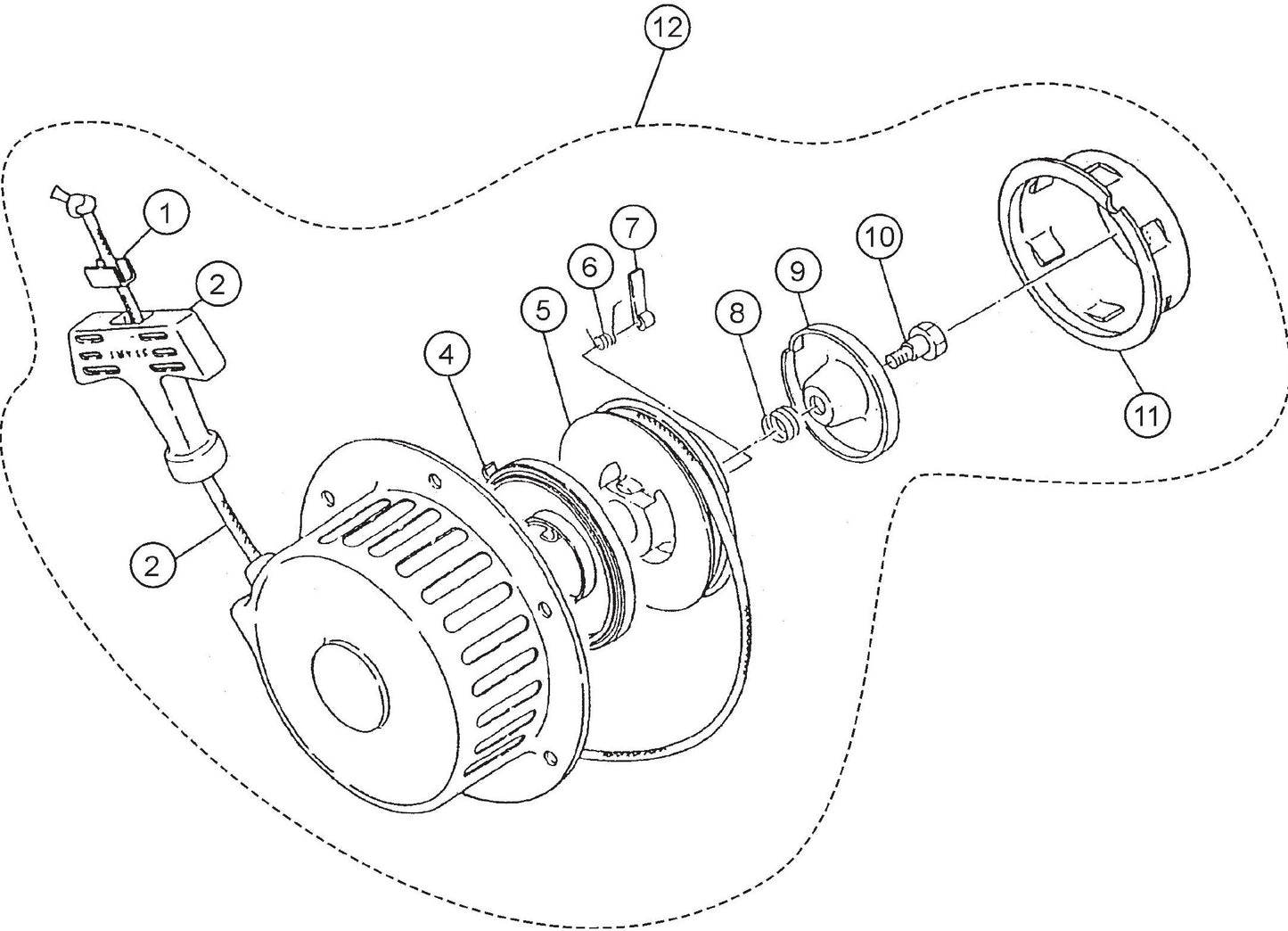 MT62HS Robin EC-08HS Engine Recoil Starter Component Assembly Parts