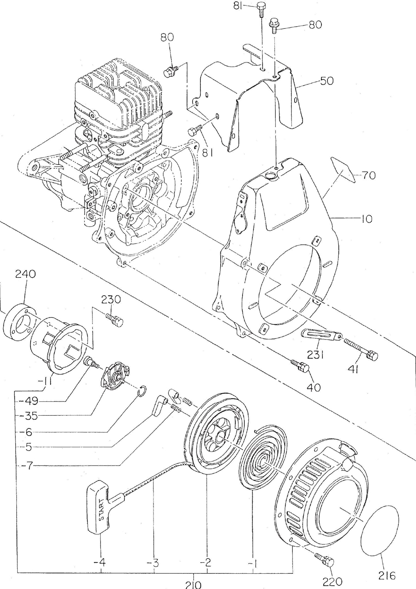 MT85HS Robin EC12HS Engine Recoil Starter Assembly Parts