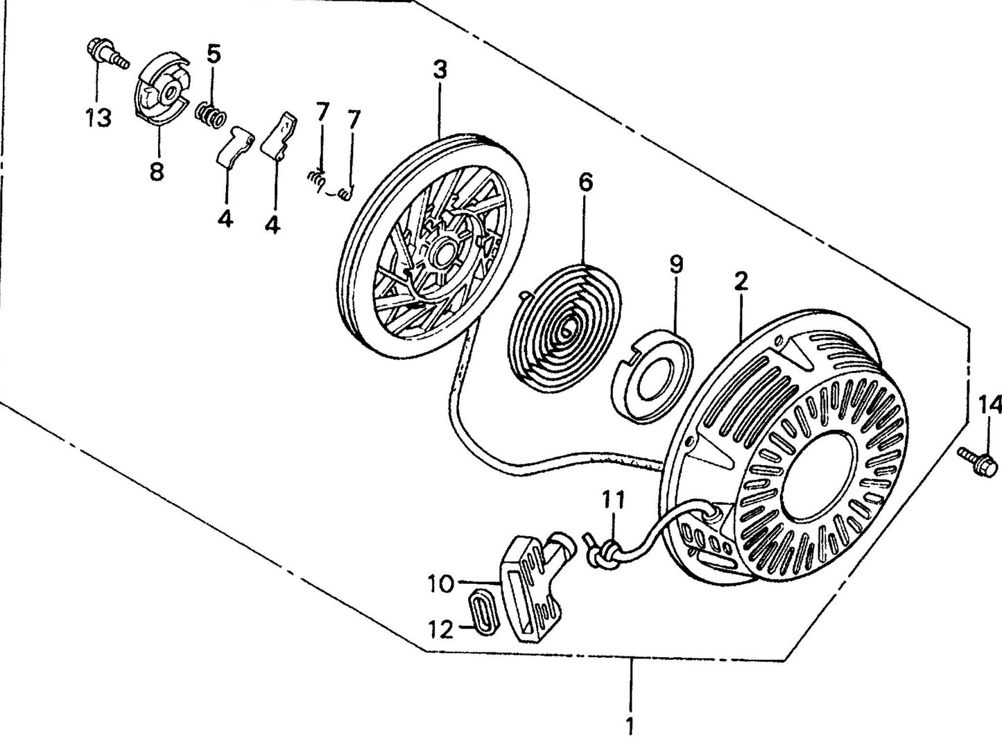 QP40TH HONDA GX340K1QA2 Engine Recoil Starter Assembly Parts By Multiquip