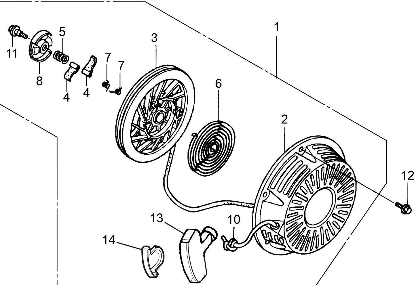 MVH208GH Honda GX240UT2SMXC/GX270UT2SCM Engine Recoil Starter Assembly Parts