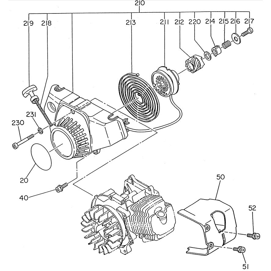 Recoil Starter Ay Parts For WYC- 402BP Backpack Vibrator Motor By Husqvarna