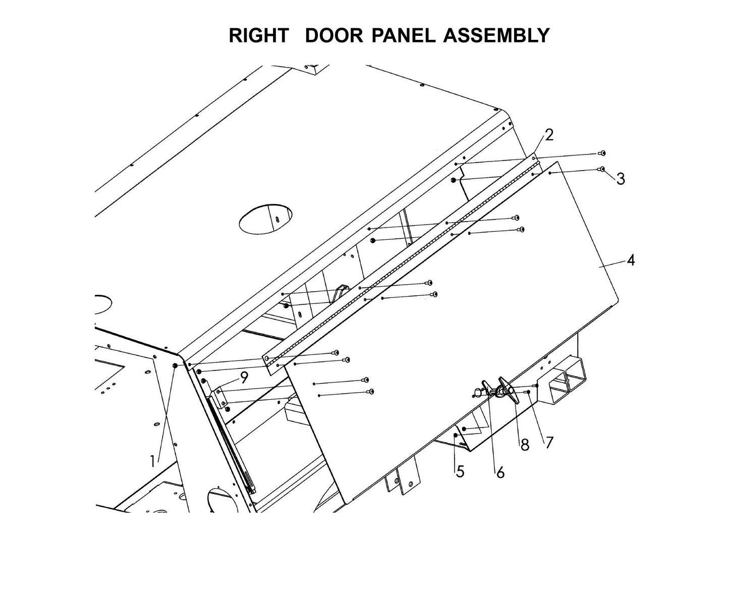 V-Series Maxi-Lite 15-20KW-Right Door Panel Assembly Parts By Allmand