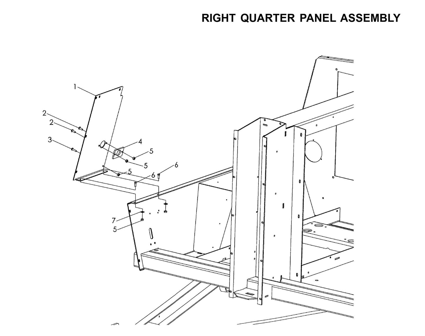 V-Series Maxi-Lite 15-20KW-Right Quarter Panel Assembly Parts By Allmand