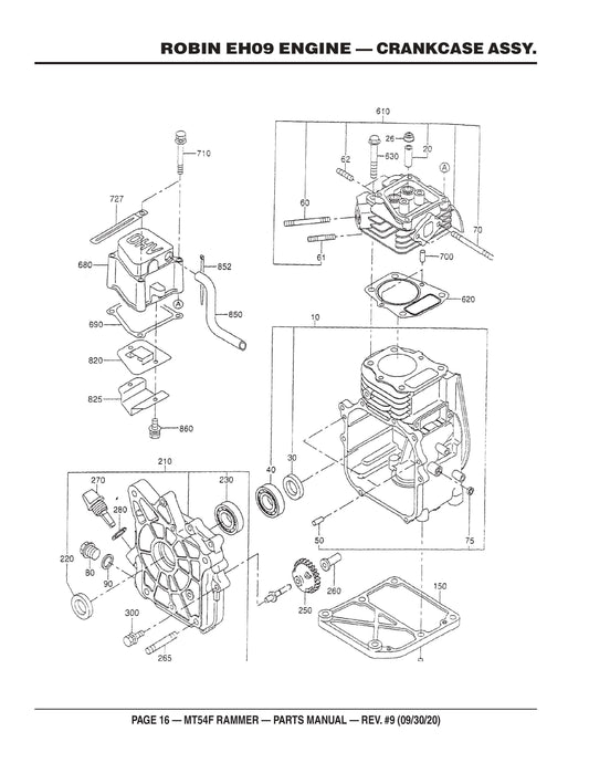 MT54F Robin EH09 Engine Crankcase Assembly Parts