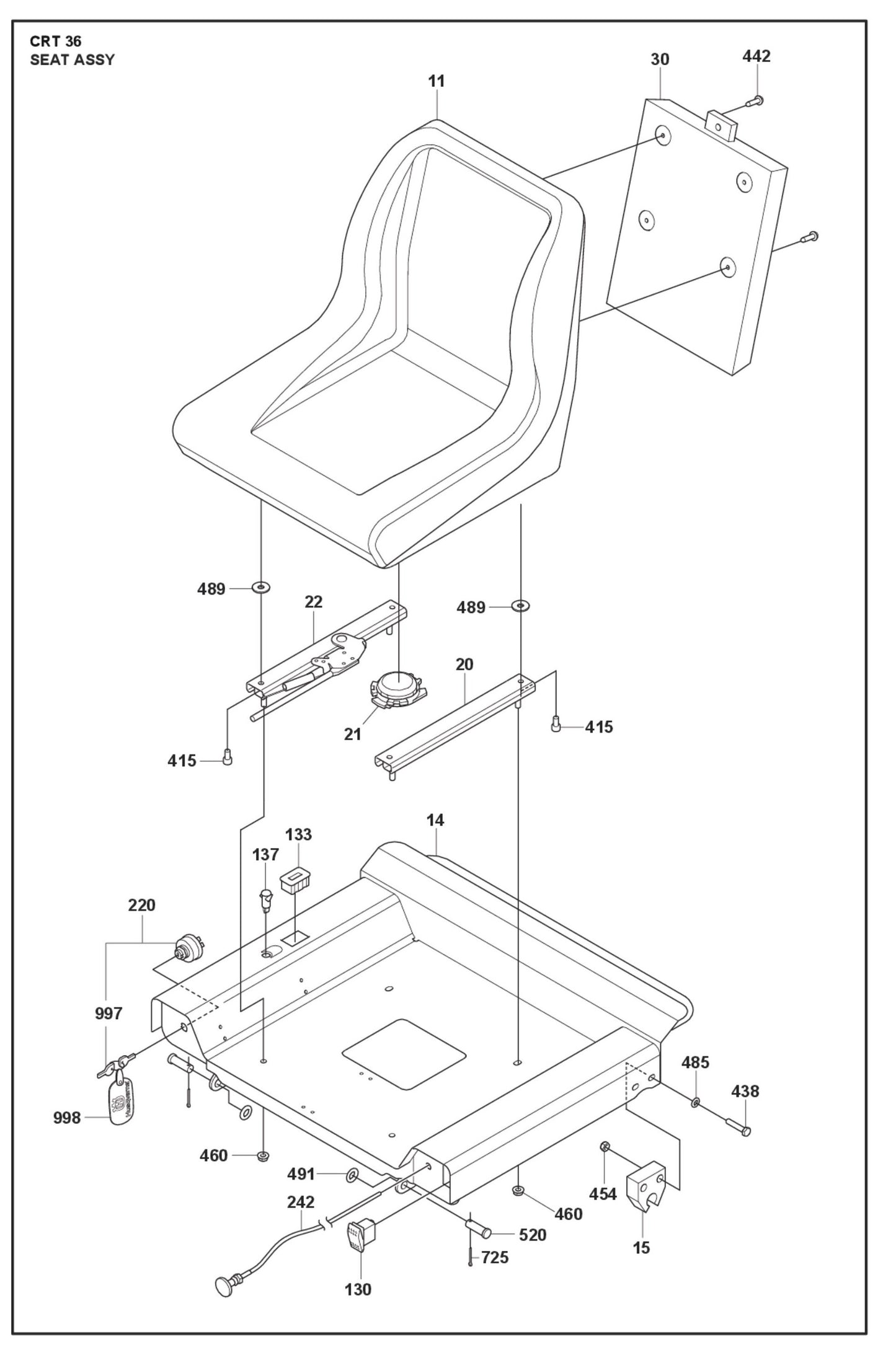 Seat Assembly Parts For Ride On Trowel CRT 36 By Husqvarna