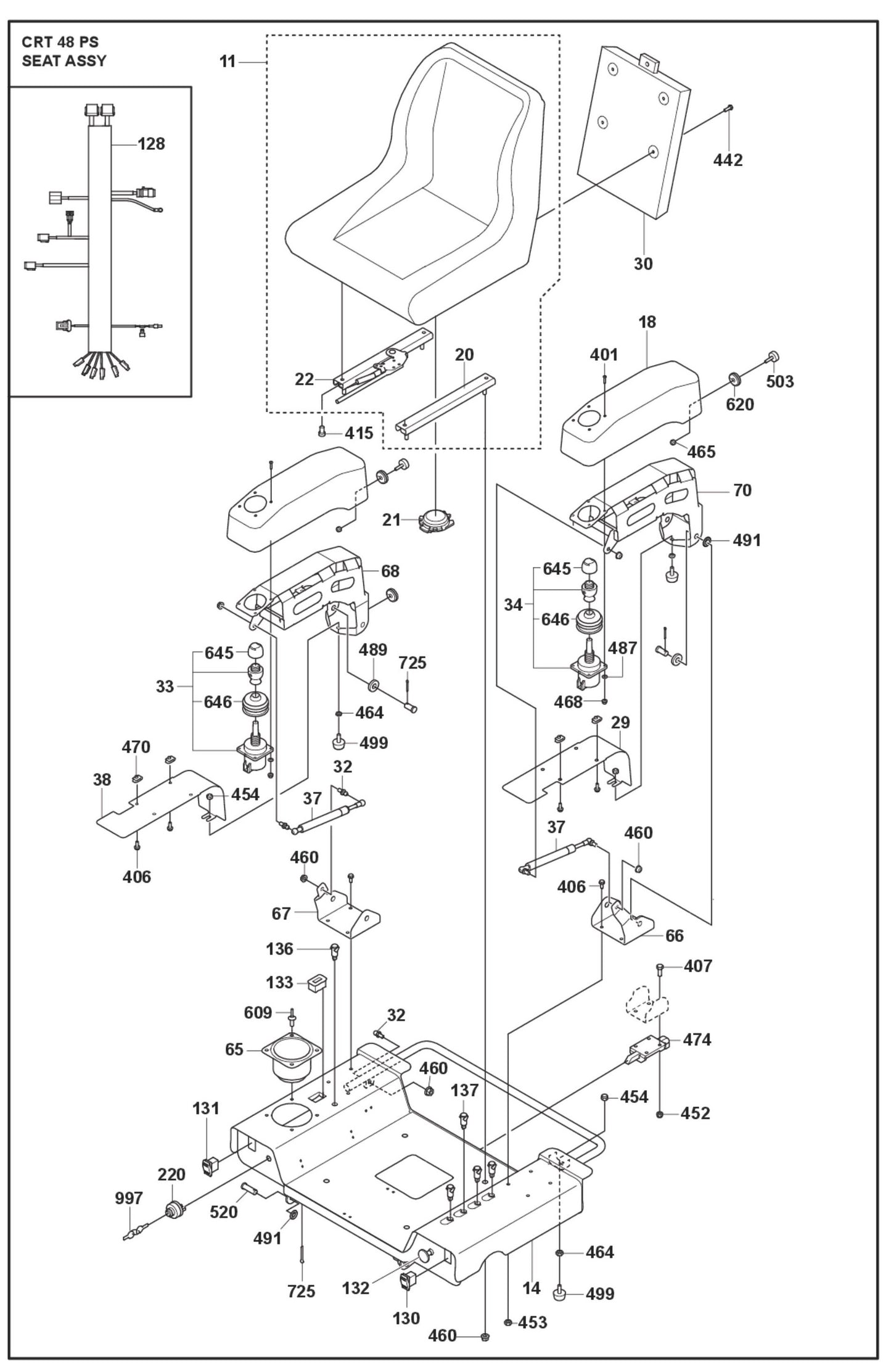 Seat Assembly Fig (2) Parts For Ride On Trowel CRT 48 Diesel By Husqvarna