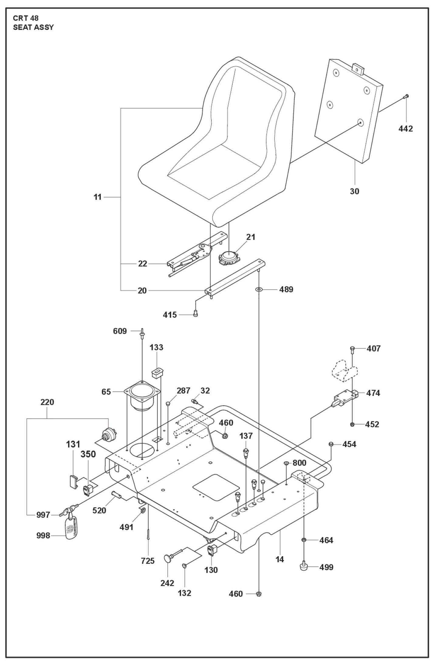 Seat Assembly Parts For Ride On Trowel CRT 48 Diesel By Husqvarna