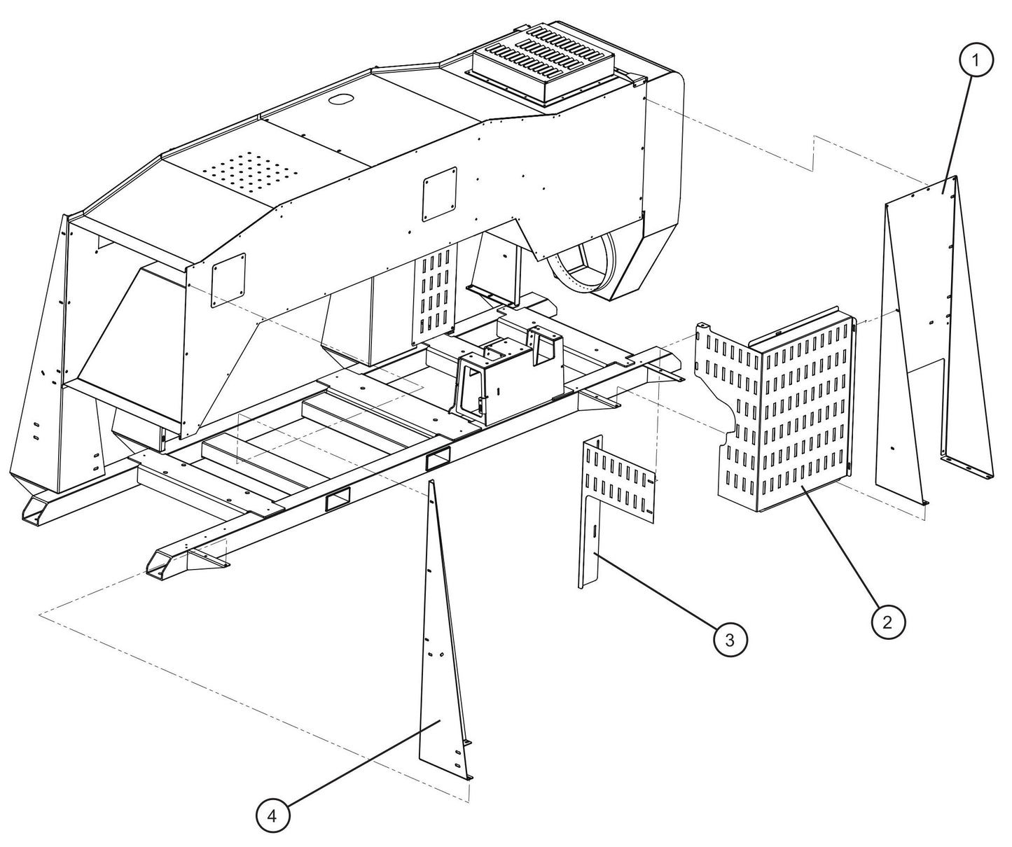 Interior Trailer Support and Blower Guard Group (2 of 2) Assembly Parts for SH-750 (17-000001 and UP) by Allmand