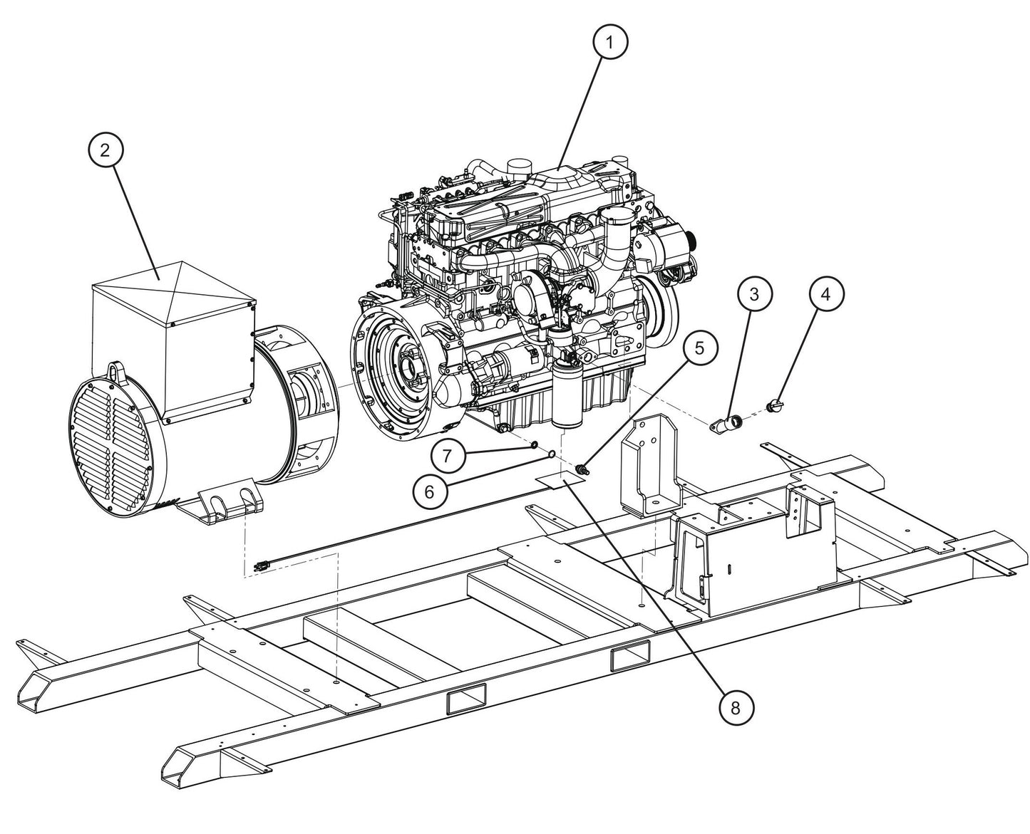 Engine and Generator Group Assembly Parts for SH-750 (17-000001 and UP) by Allmand