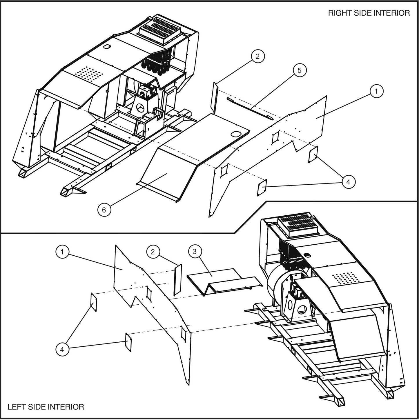 Interior Heater Ducting Group (1 of 2) Assembly Parts for SH-750 (17-000001 and UP) by Allmand