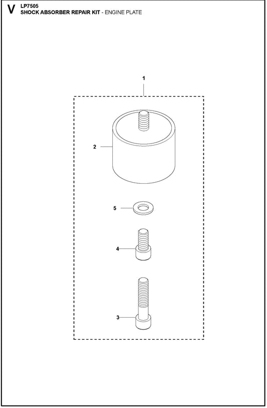 Shock Absorber Repair Kit- Engine Plate Parts For LP7505 Walk Behind Roller By Husqvarna