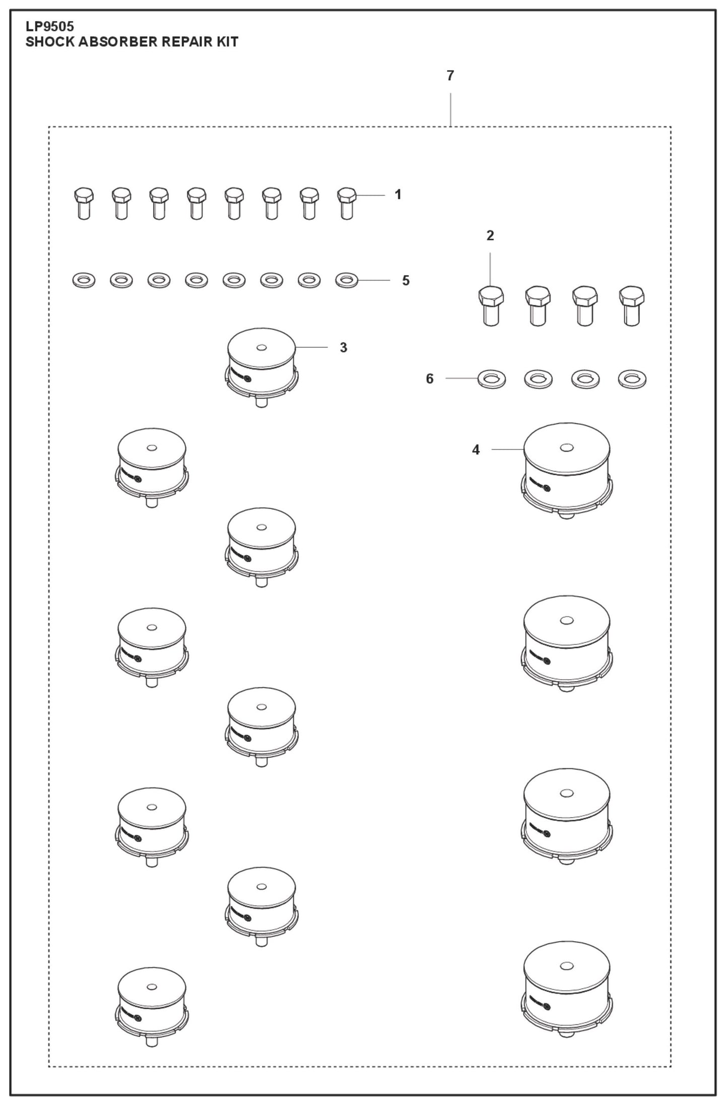 Shock Absorber Repair Kit Parts For LP9505 Trench Roller By Husqvarna