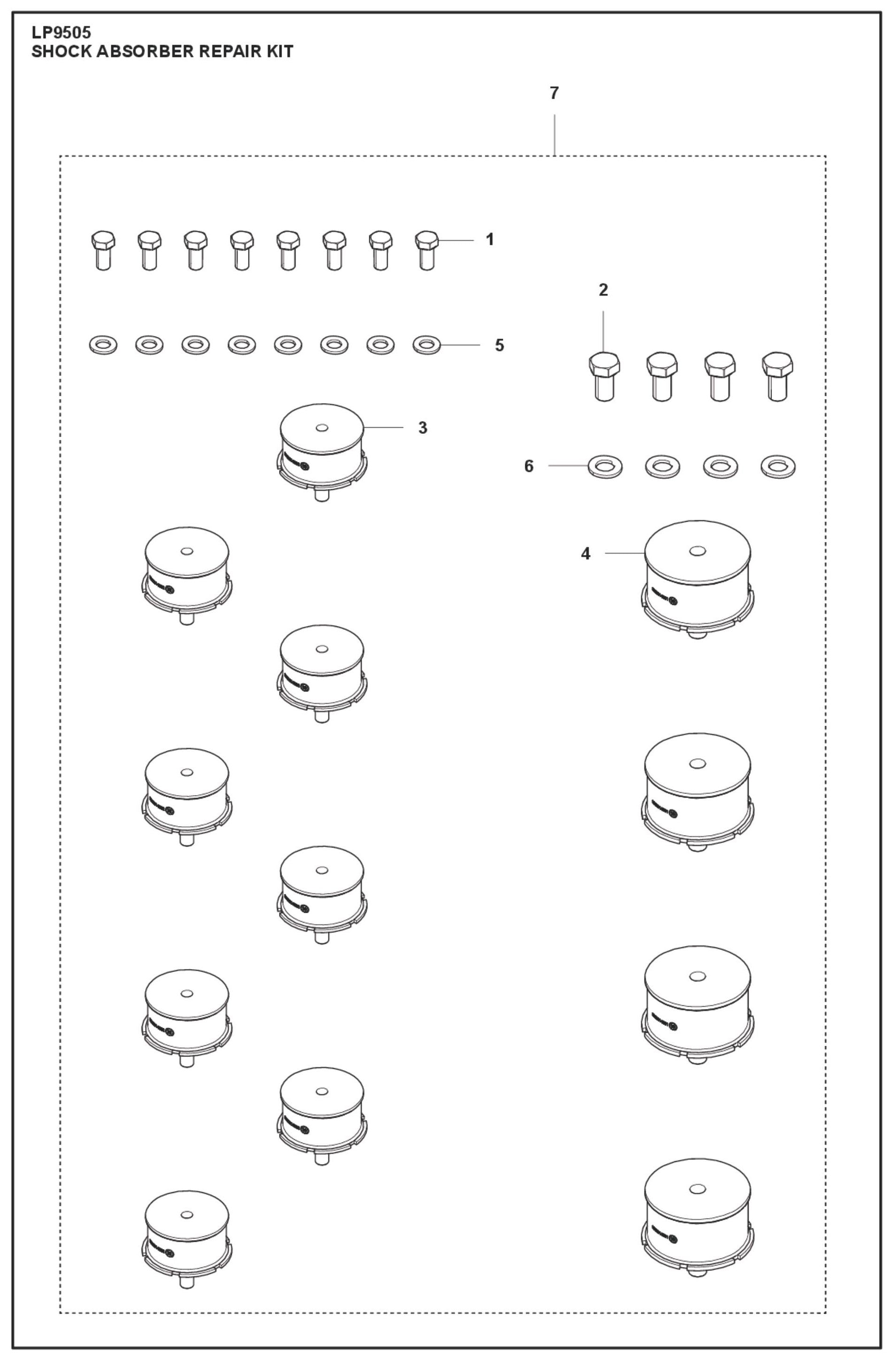 Shock Absorber Repair Kit Parts For LP9505 Trench Roller By Husqvarna