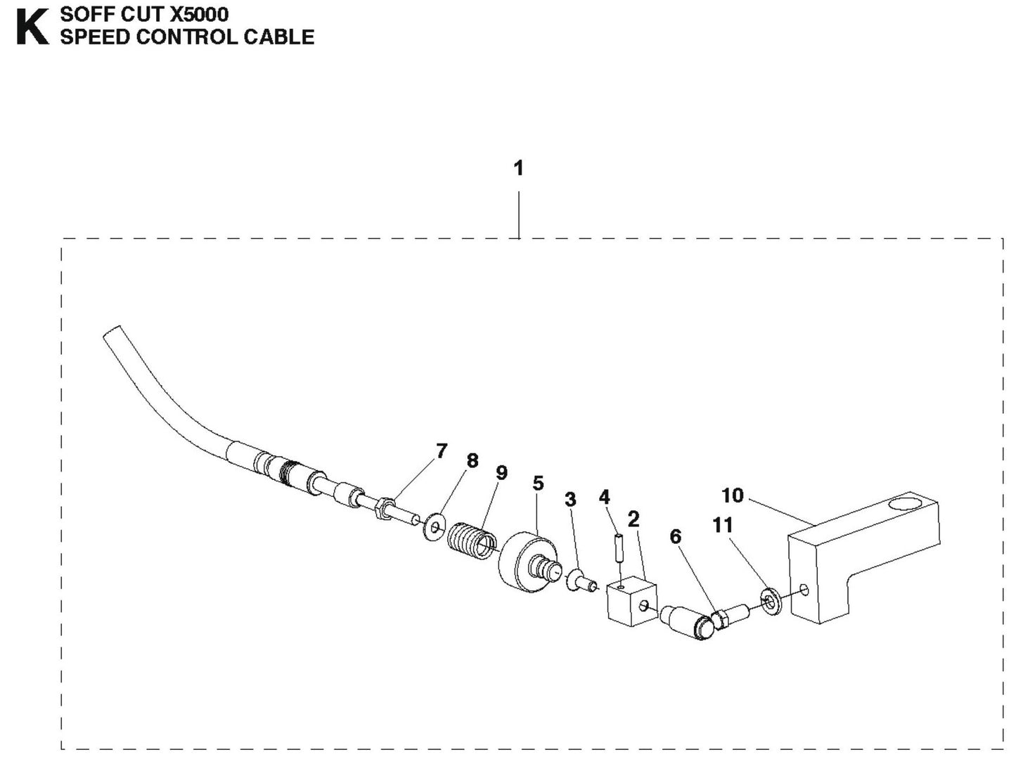 Speed Control Cable Parts For Soff Cut X5000 by Husqvarna