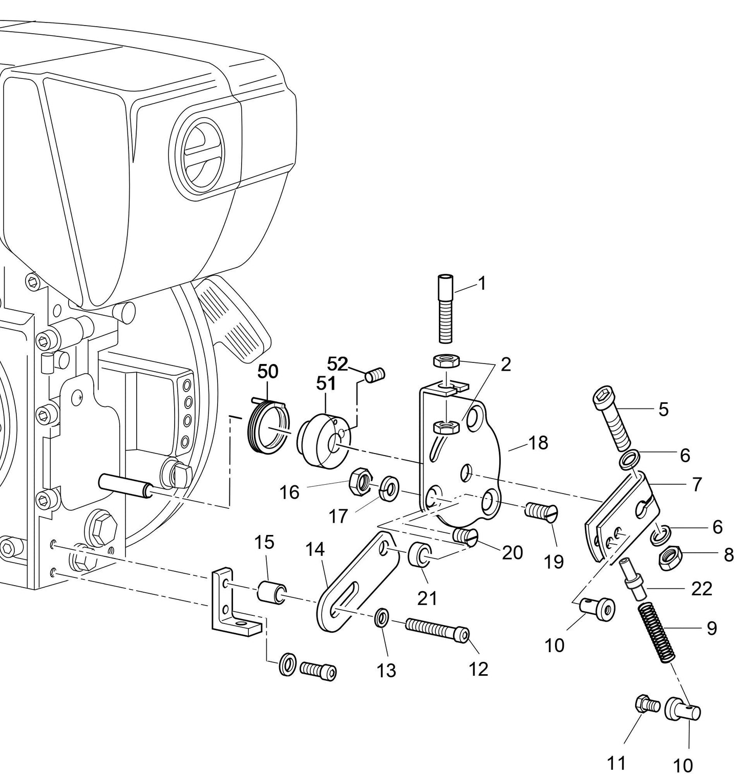 MVH408DZ HATZ 1B50 Engine Speed Control Bowdencable Assembly Parts