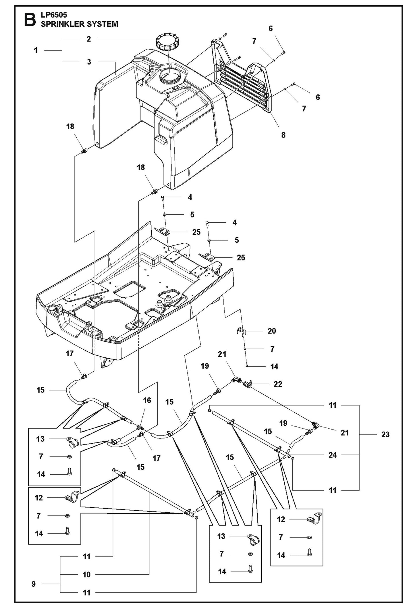 Sprinkler System Parts For LP 6505 Walk Behind Roller By Husqvarna
