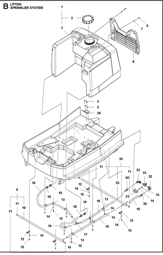 Sprinkler System Parts For LP7505 Walk Behind Roller By Husqvarna