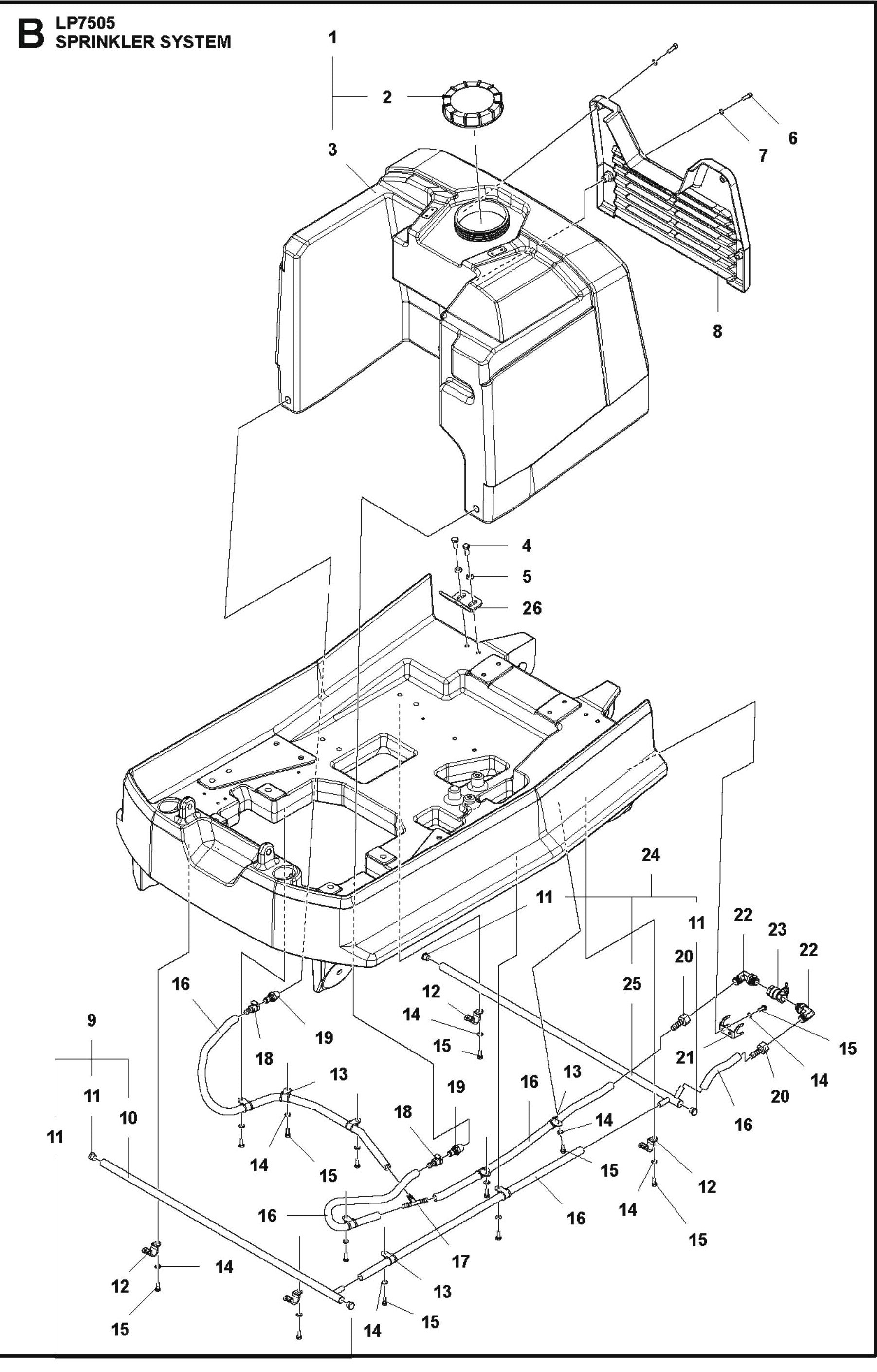 Sprinkler System Parts For LP7505 Walk Behind Roller By Husqvarna