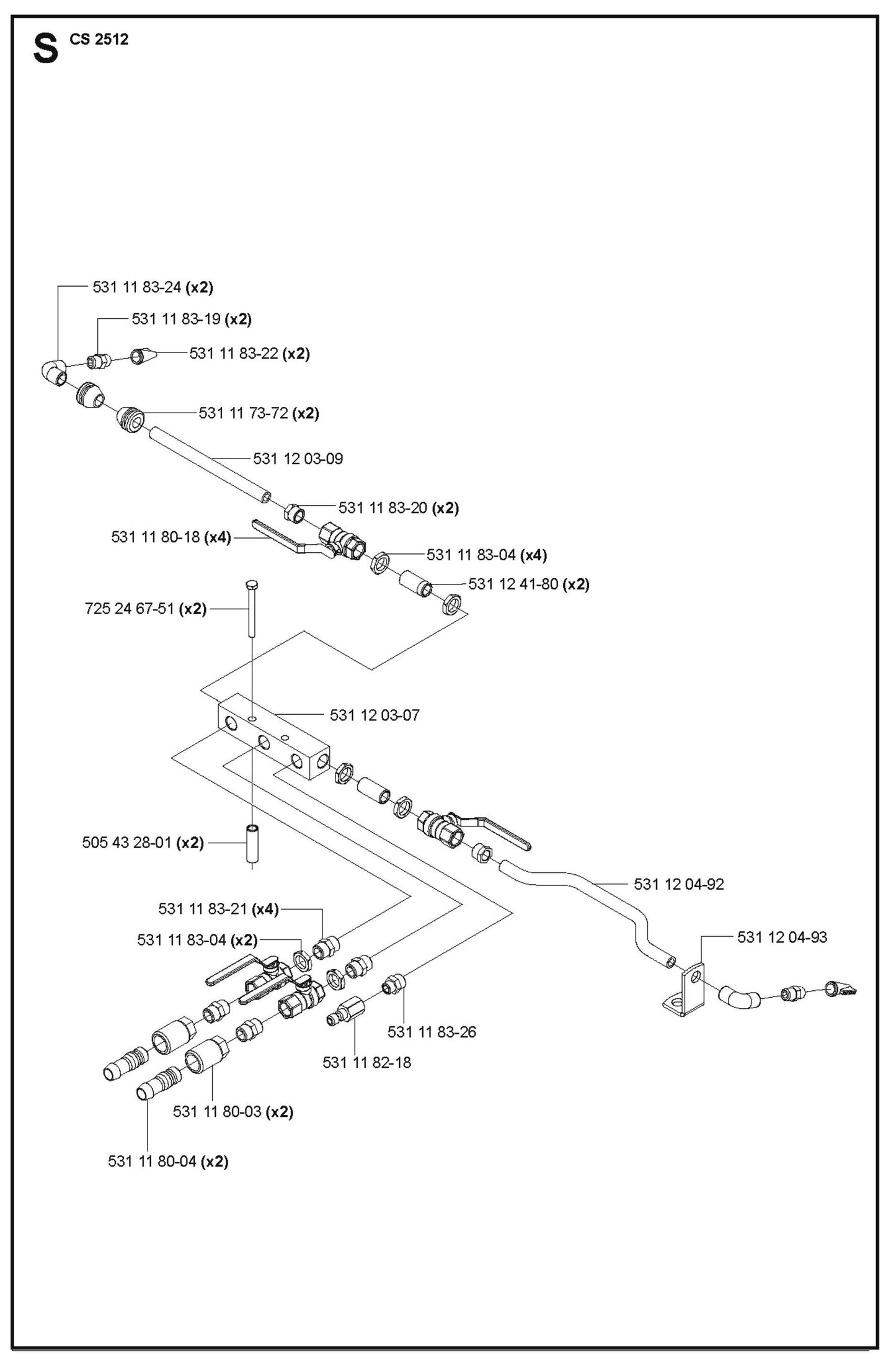 Spray System Parts For Wire Saw CS 2512 By Husqvarna