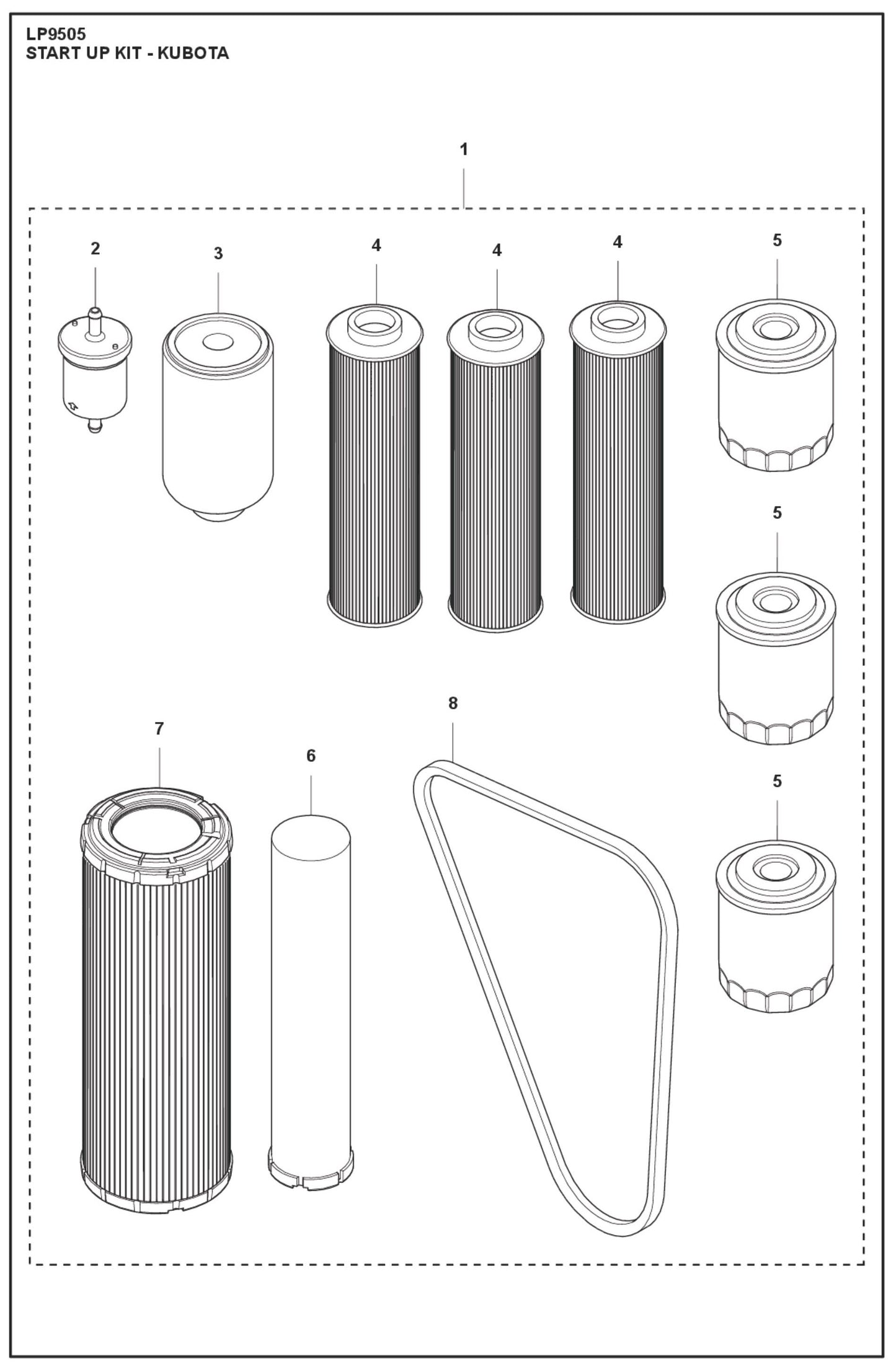 Start Up Kit- Kubota Parts For LP9505 Trench Roller By Husqvarna