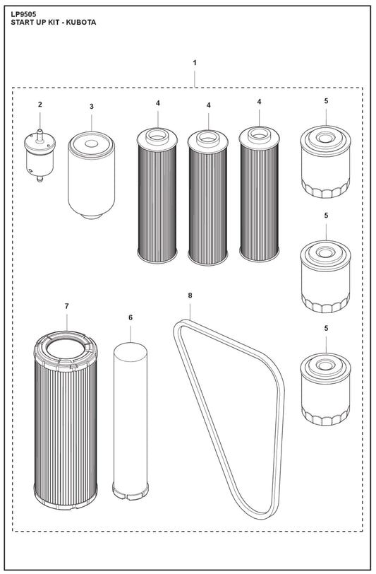 Start Up Kit- Kubota Parts For LP9505 Trench Roller By Husqvarna