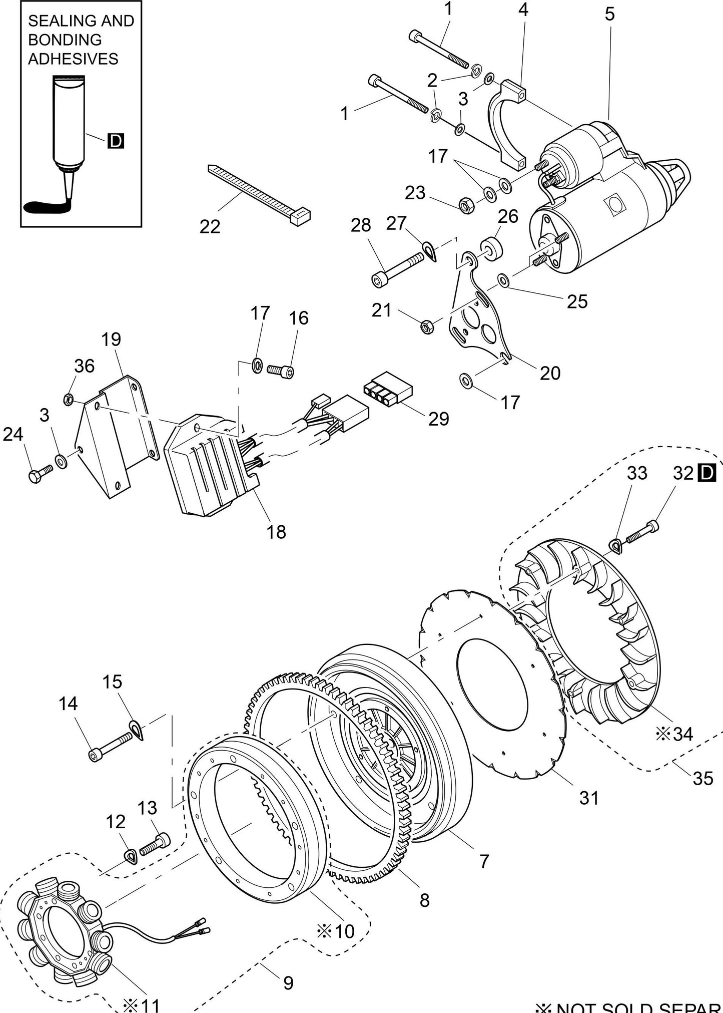 MVH408DZ HATZ 1B50 Engine Starter, Alternator Assembly Parts
