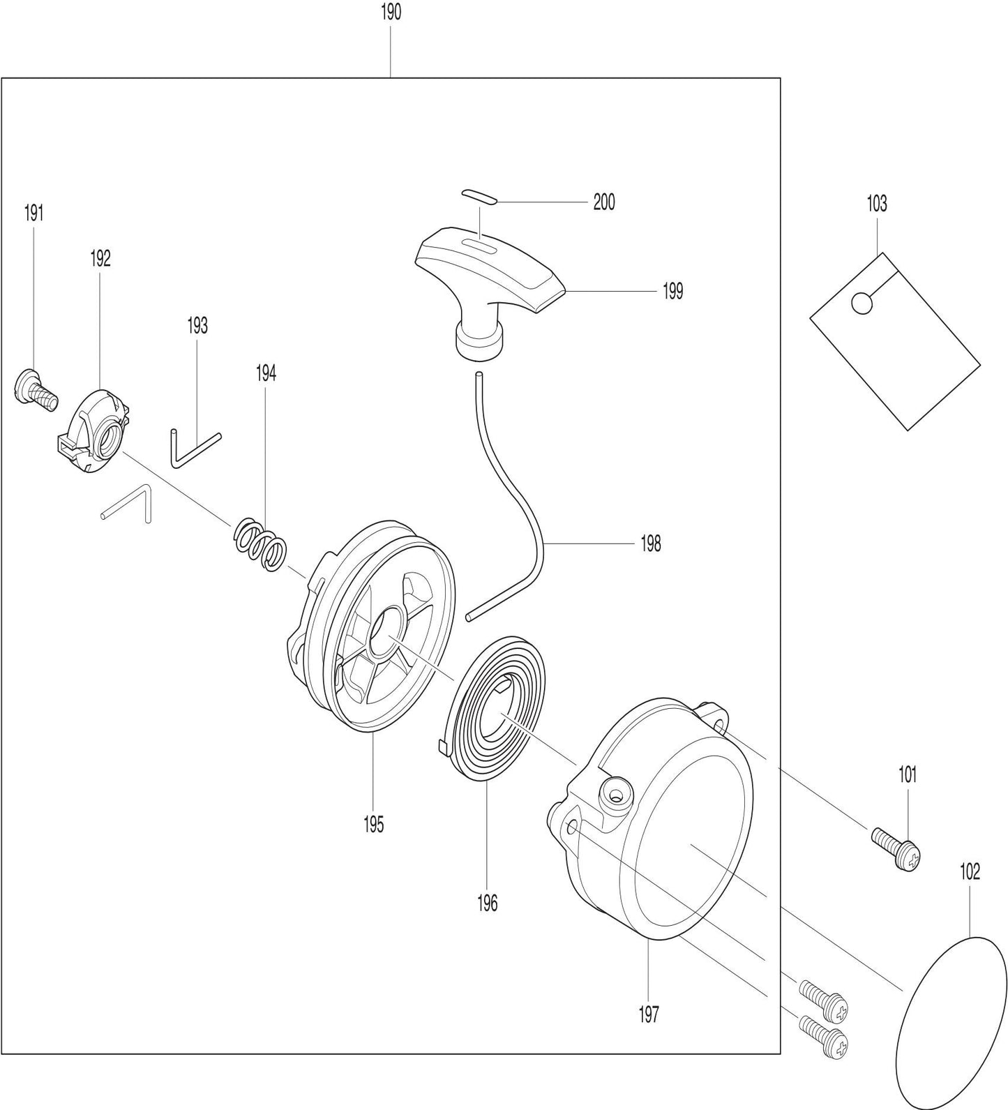 Starter Assembly Parts For EB7660WH, EB7660TH Blower Parts by Makita