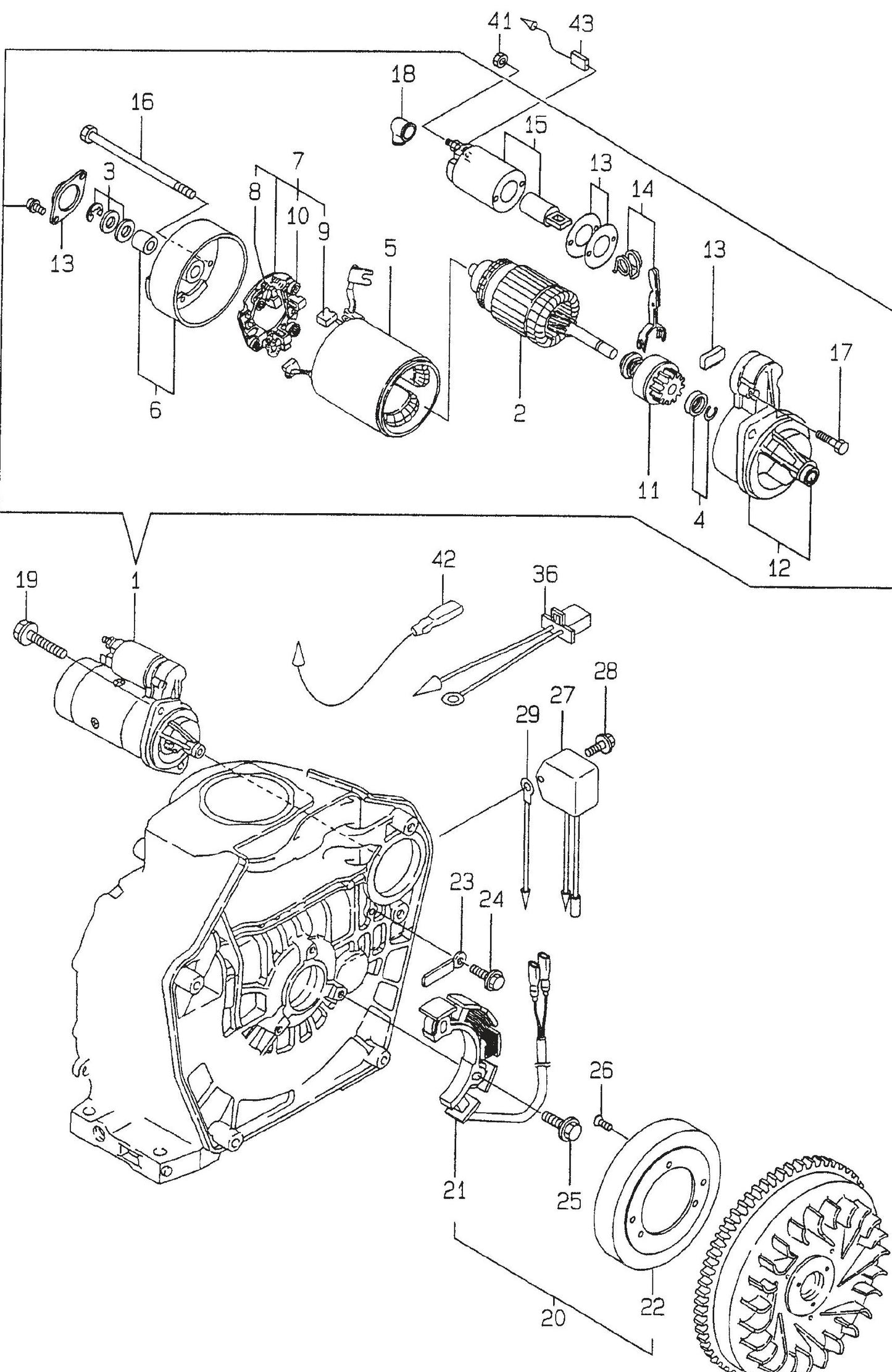 MVH402DSB YANMAR L100EE-DEVMK1 Starting Motor And Dynamo Assembly Parts