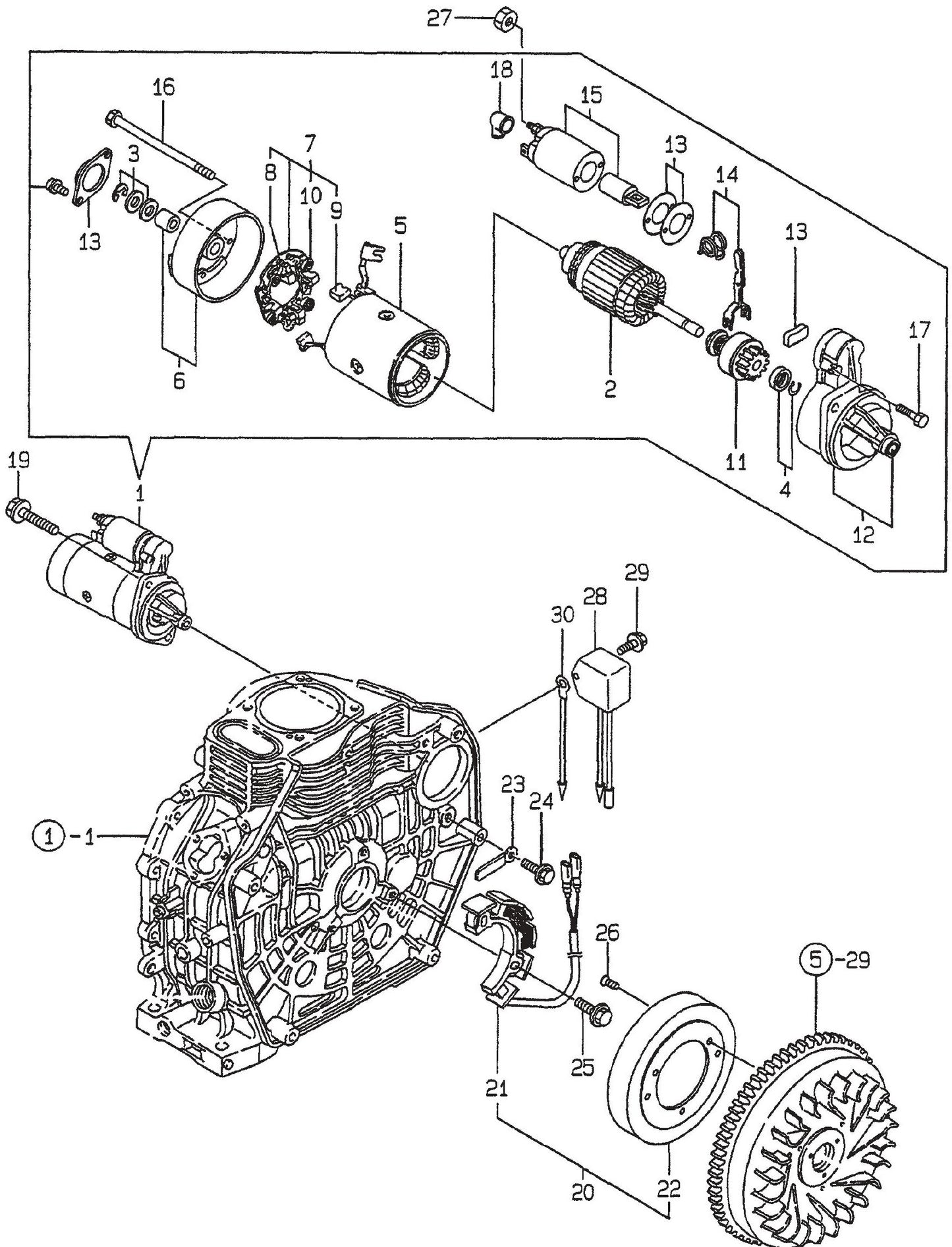 MVH306D Yanmar L-70EE Starting Motor And Dynamo  Assembly Parts