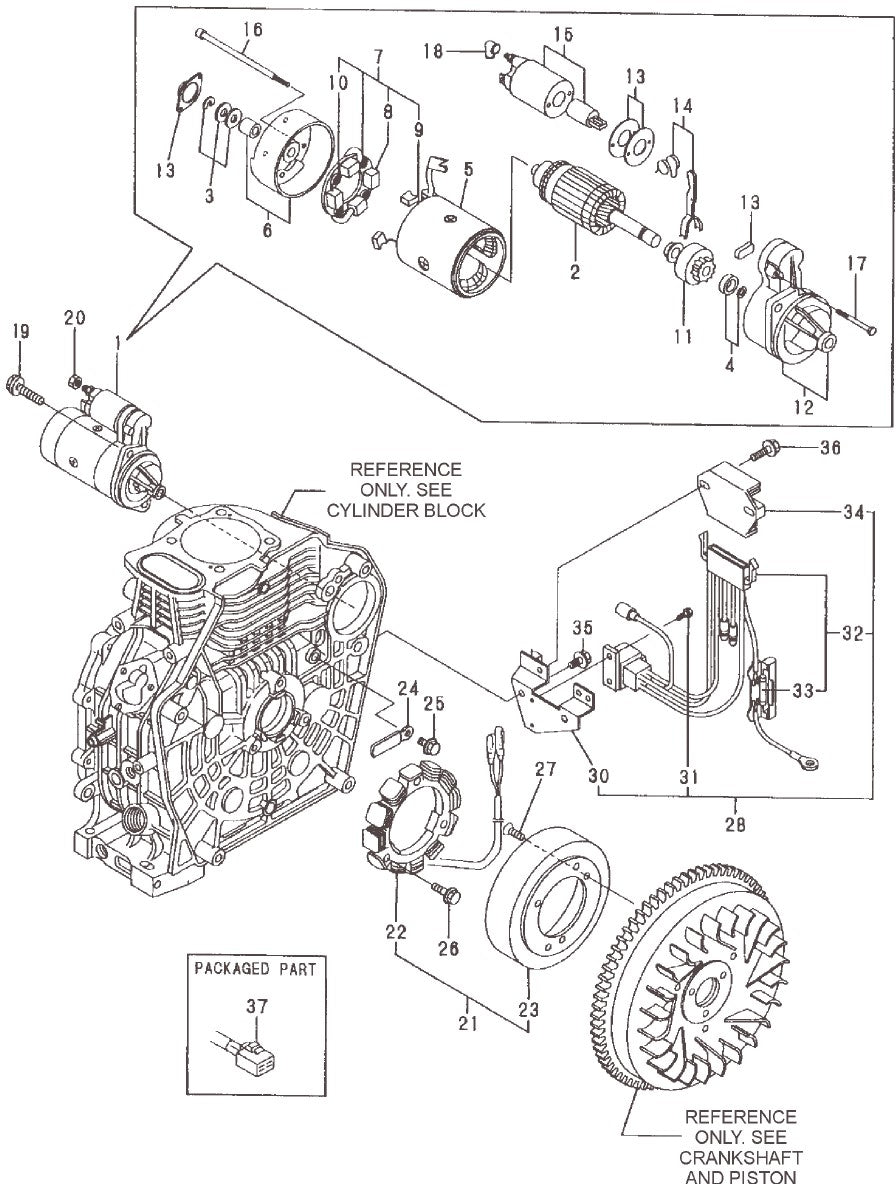 Starting Motor And Dynamo Assembly Parts For YANMAR L100V1 MRH800DS Vibratory Rollers By Multiquip