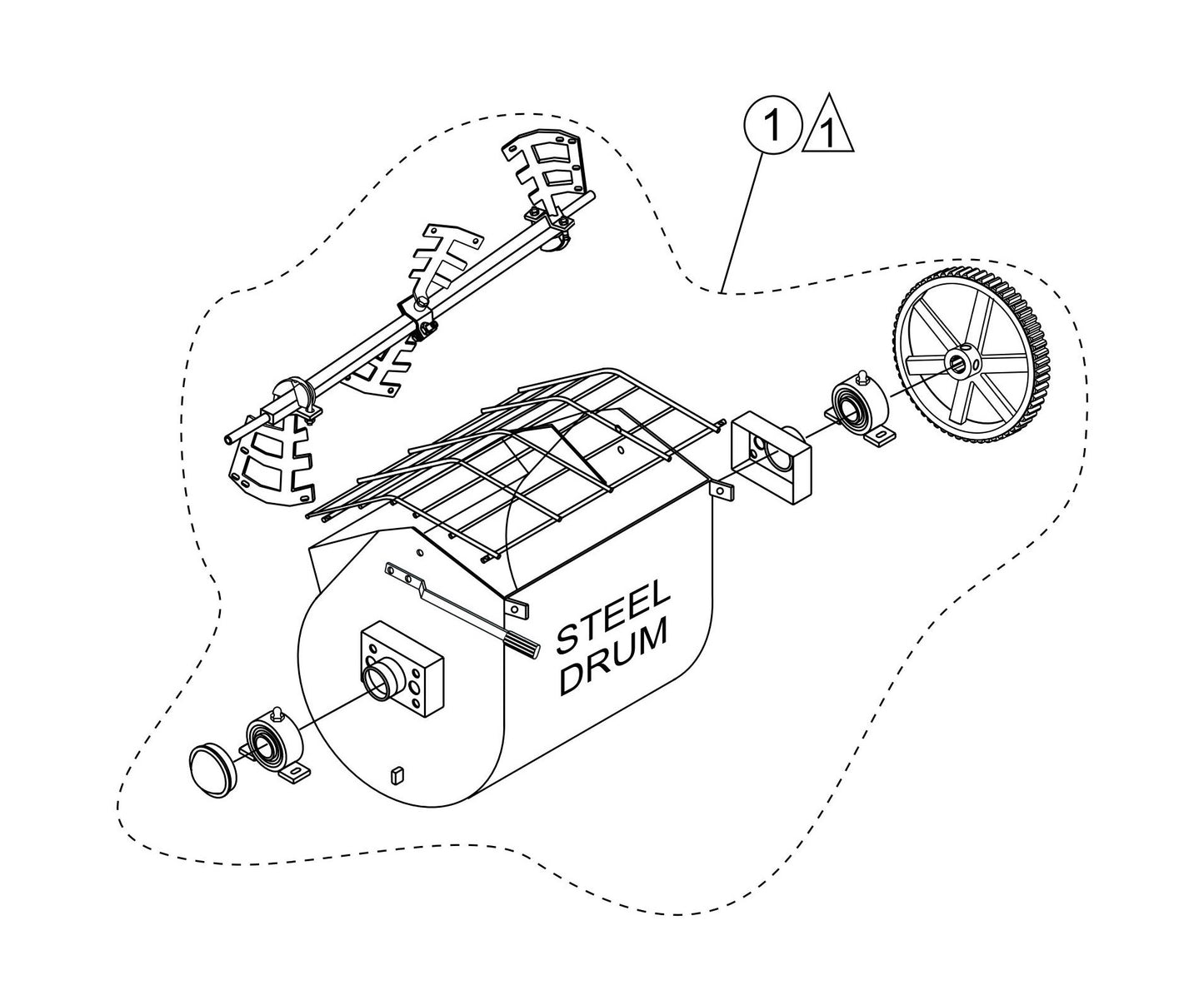Steel Drum And Paddle Shaft Complete Assembly Parts- EM70S (Steel), EM70P (Plastic) Plaster And Motor Mixer