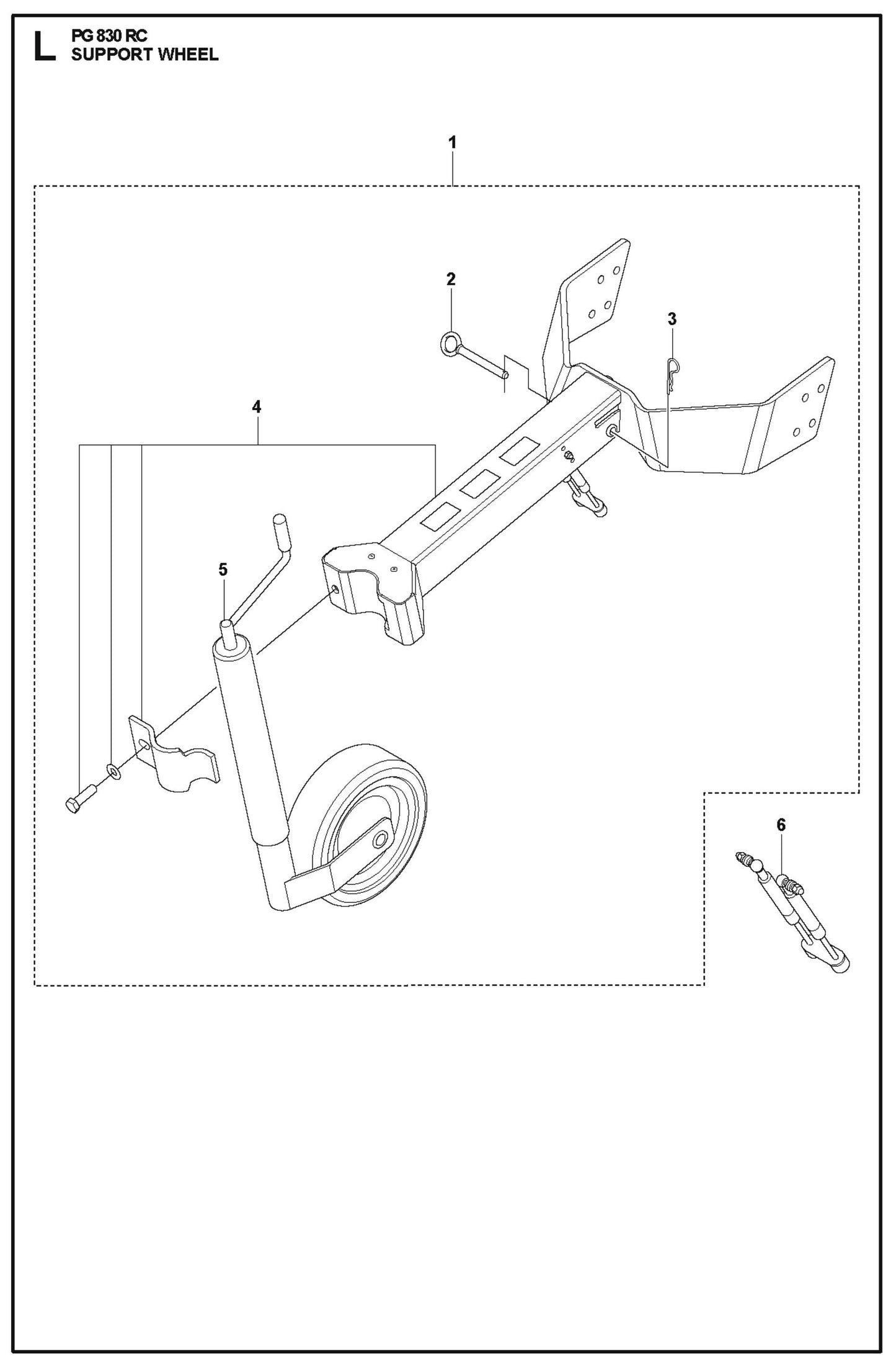 Support Wheel Parts For PG 830 RC By Husqvarna