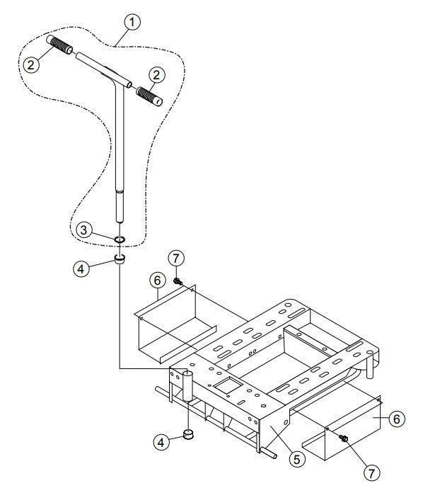 T-Handle Assembly Parts-GB43LED S/N G4100104 and below
