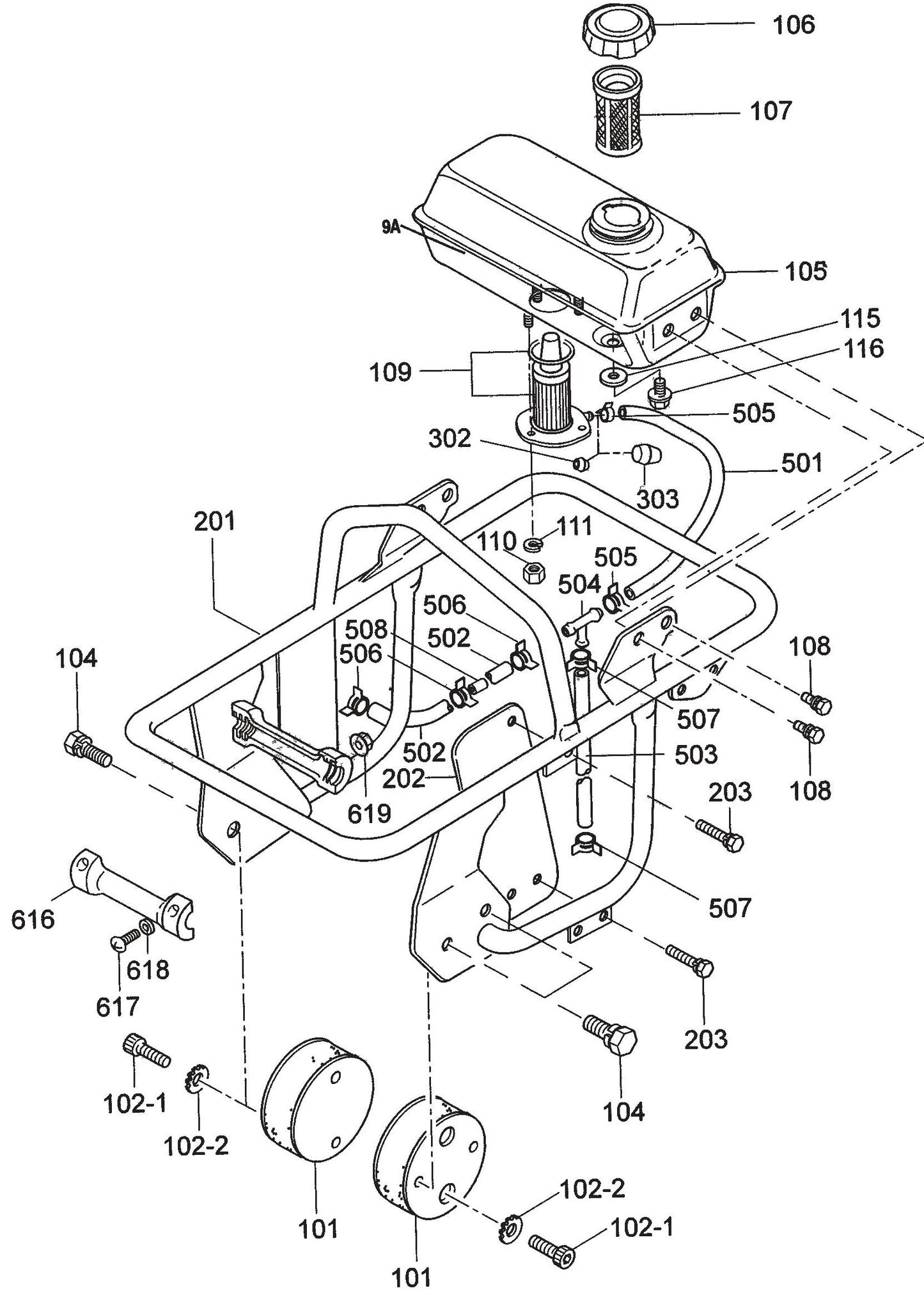 MT76D2 Tank And Handle Assembly Parts