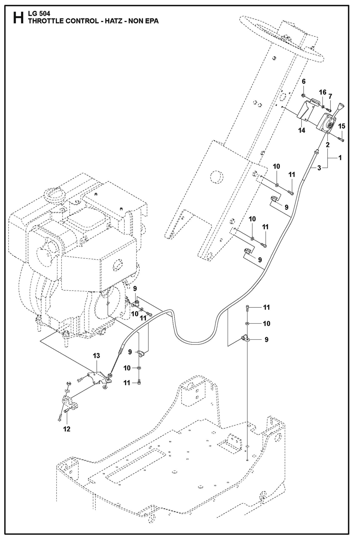 Throttle Control - Hatz - Non EPA Parts For LG 504 Reversible Plate Compactor By Husqvarna