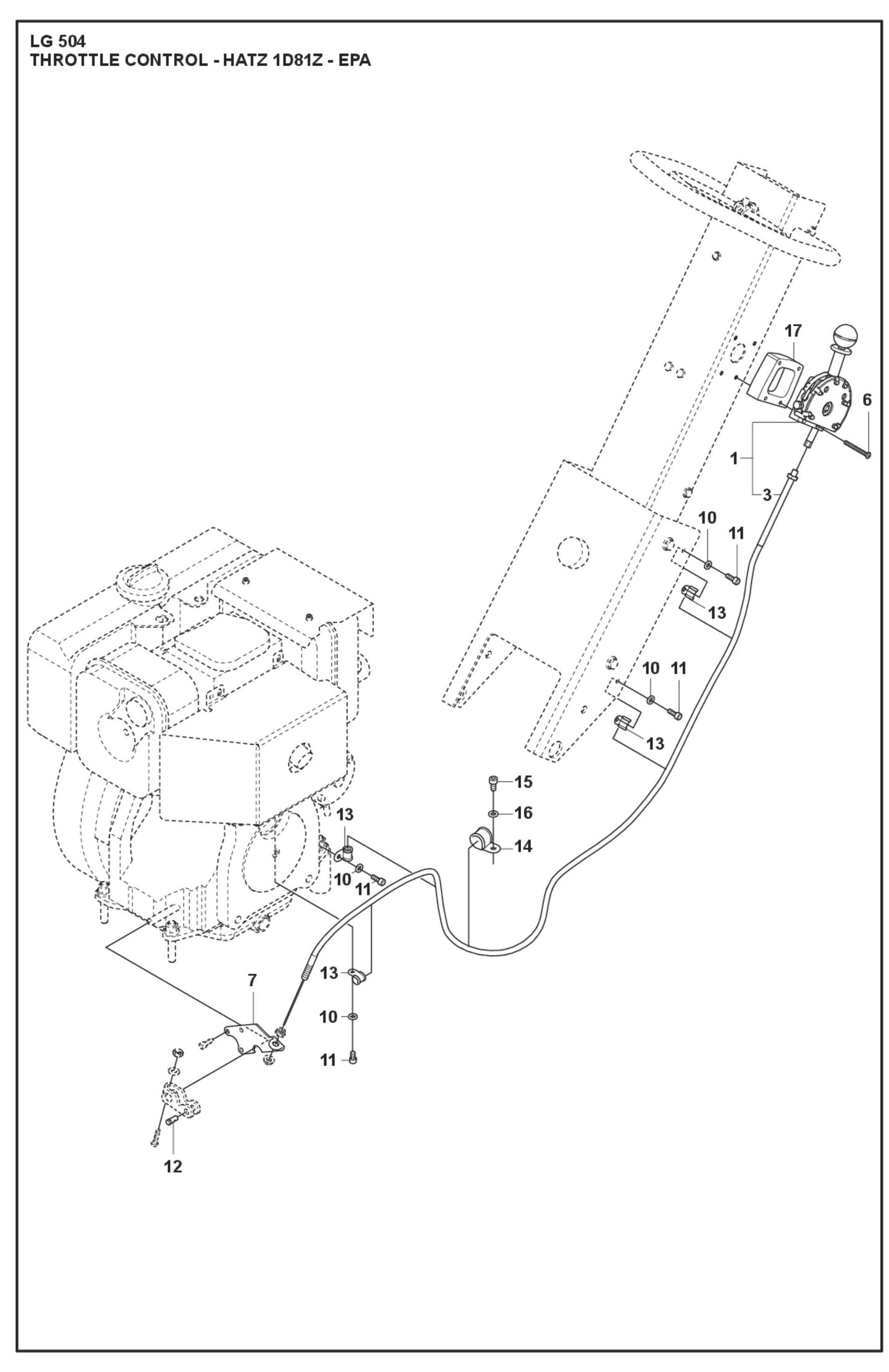 Throttle Control - Hatz 1D81Z - EPA Parts For LG 504 Reversible Plate Compactor By Husqvarna