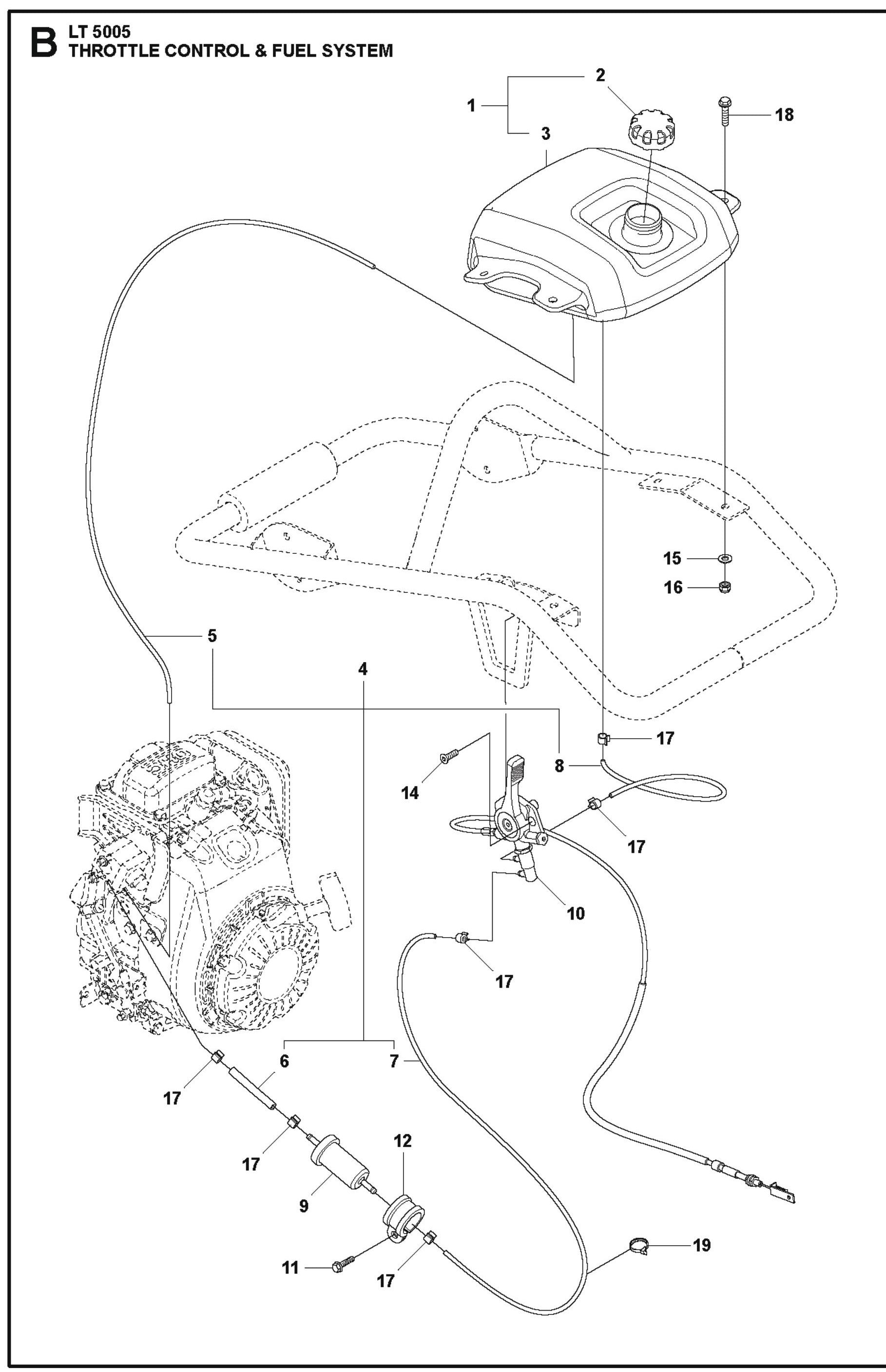 Throttle Control And Fuel System For LT 5005 Compaction Rammers By Husqvarna