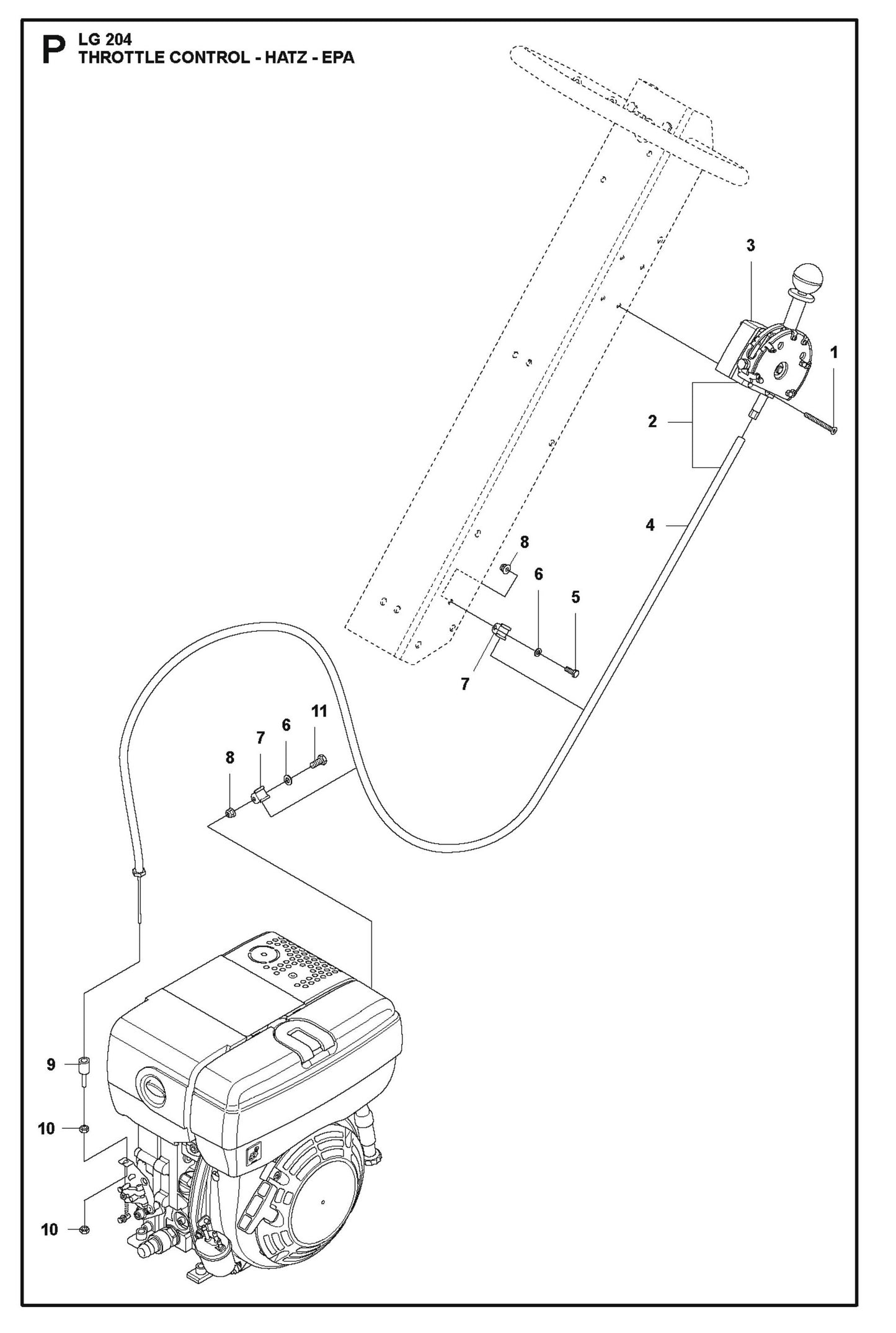 Throttle Control - Hatz - EPA Parts For LG 204 Petrol By Husqvarna