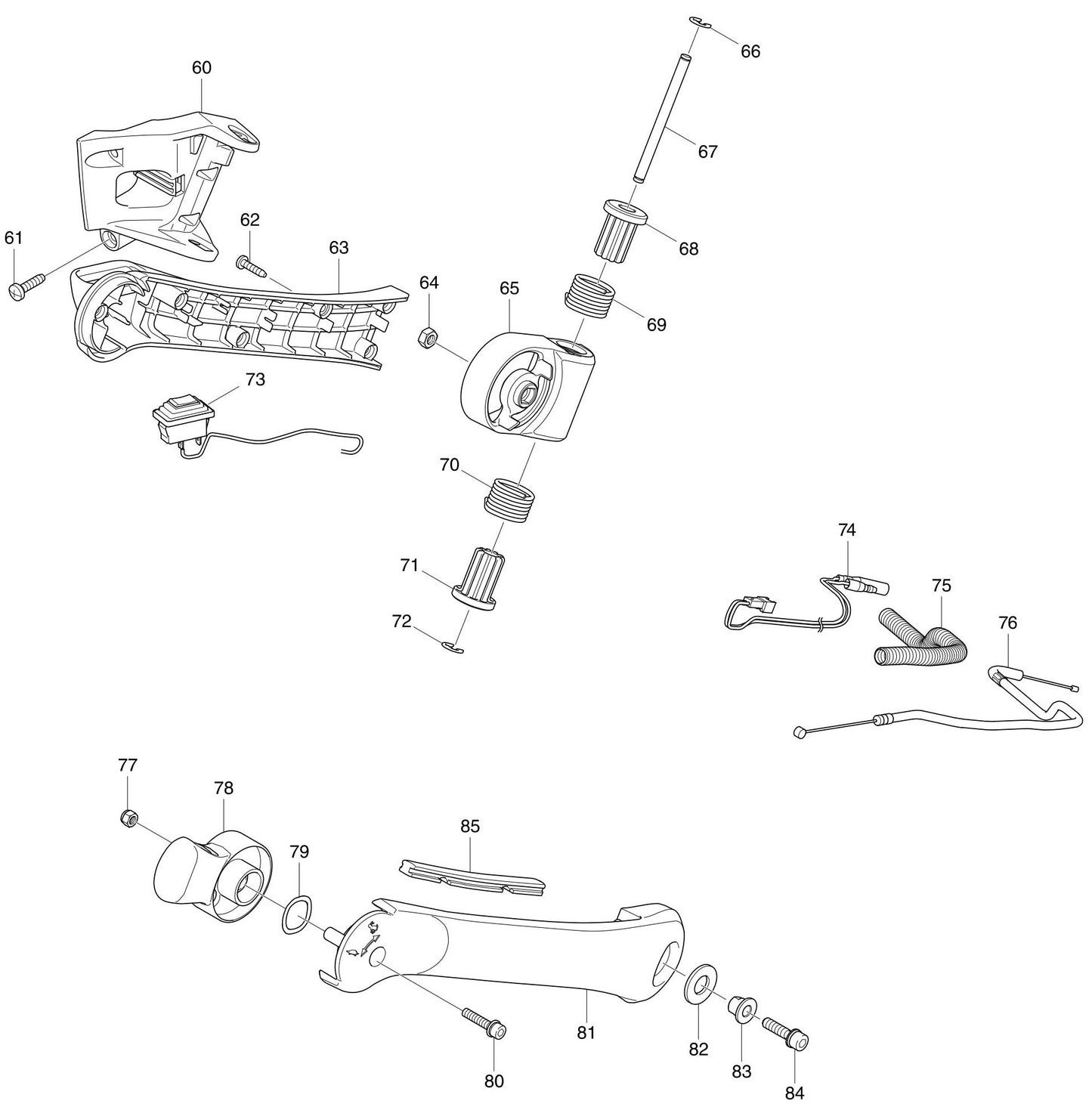 Throttle Handle And shaft Assembly Parts For EB7660WH Blower Parts by Makita