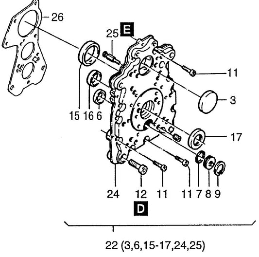 Timing Cover HATZ 1D81Z Engine Assembly Parts For MDR9D Walk-Behind Roller By Multiquip