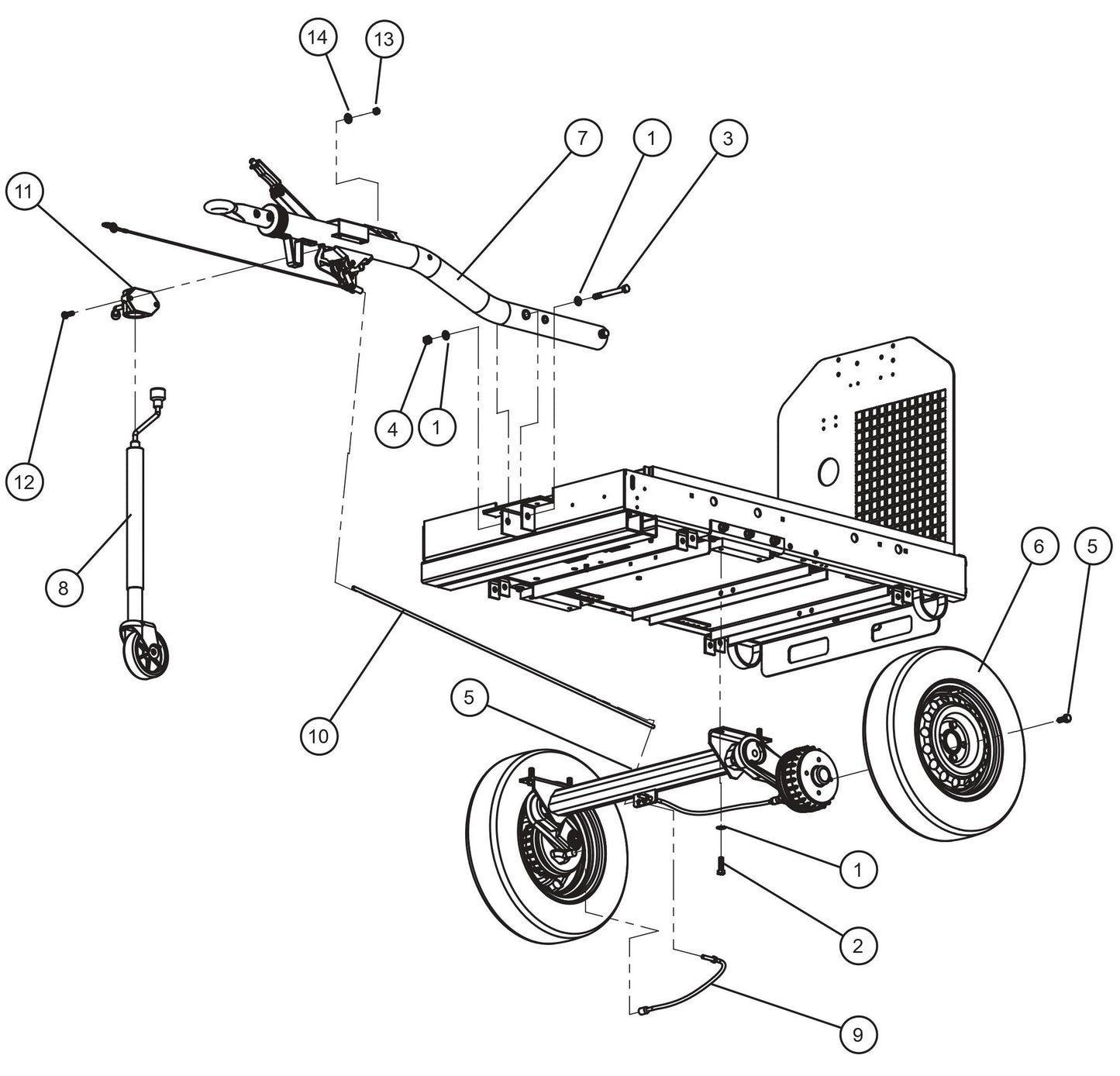 CE V-Series Night Lite Pro II CE Tongue and Axle Parts By Allmand