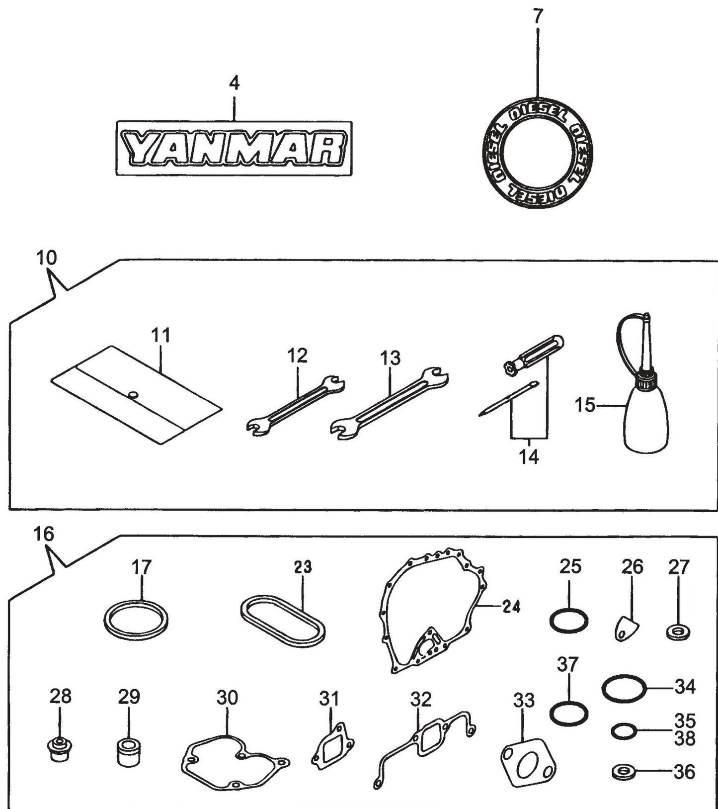 MT76D2 Yanmarl-48V6 Engine Tools, Labels And Gasket Set Assembly Parts