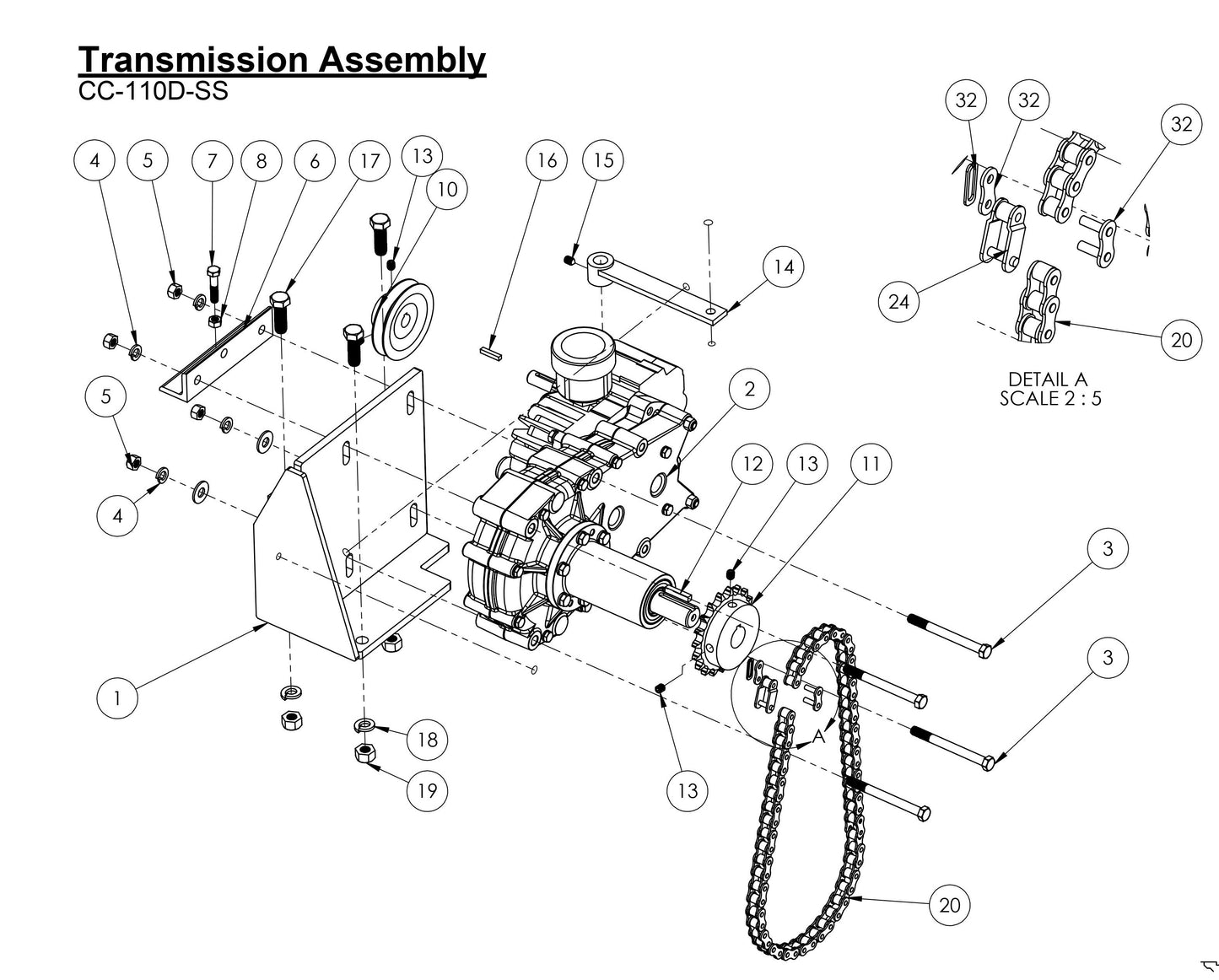 CC-110D-SS Transmission Assembly Parts