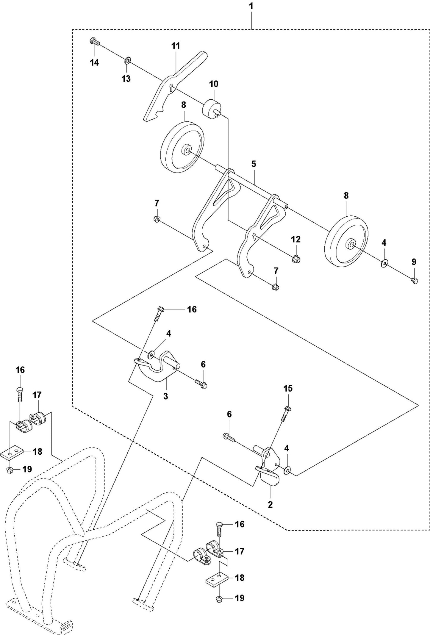 Transport Device Assembly Parts For LF80 LAT By Husqvarna
